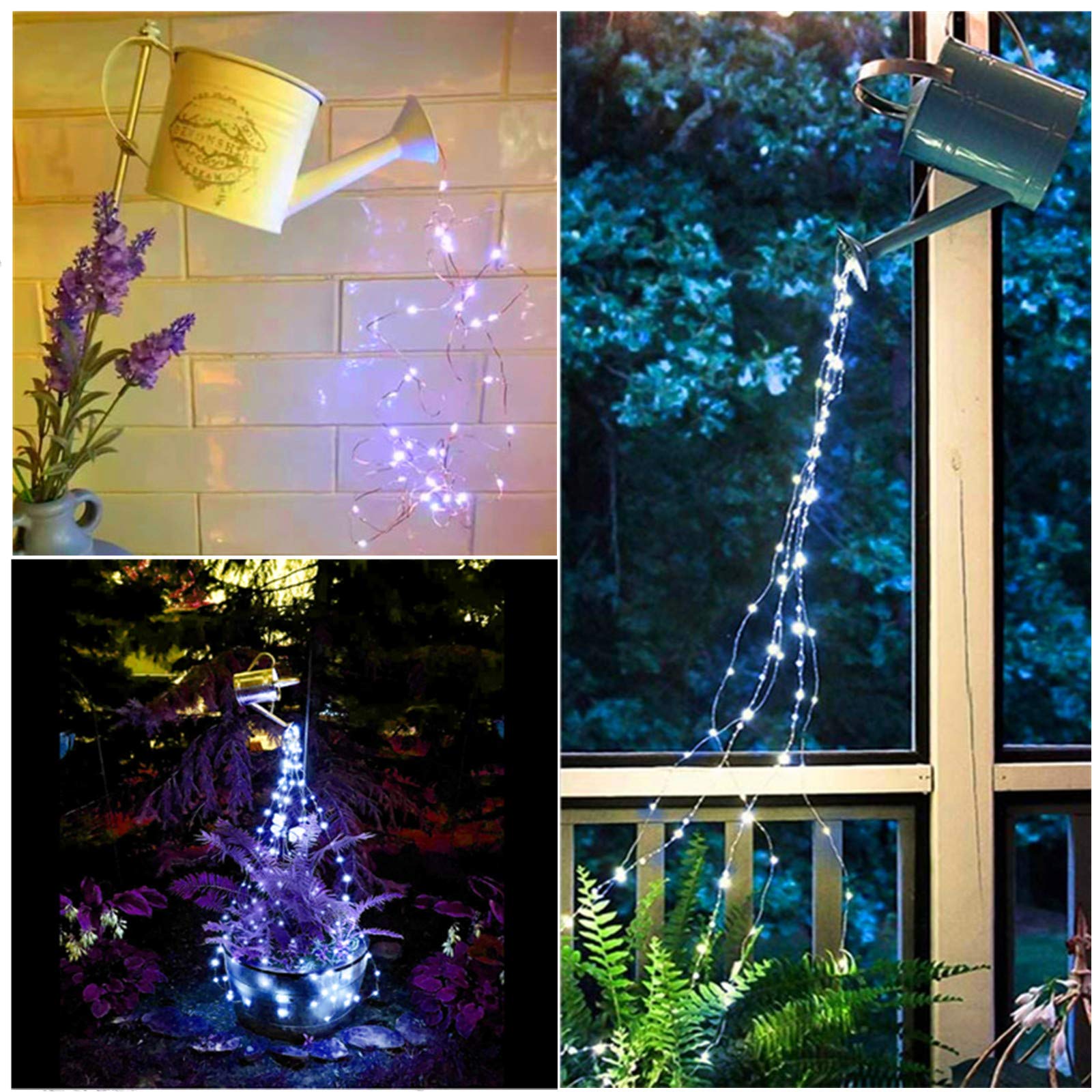 ZNYCYE Solar Waterfall Fairy Bunch Lights, 200 LEDs, 66ft Cool White, Outdoor Waterproof String Lights for Garden Decorations, Gifts for Mom