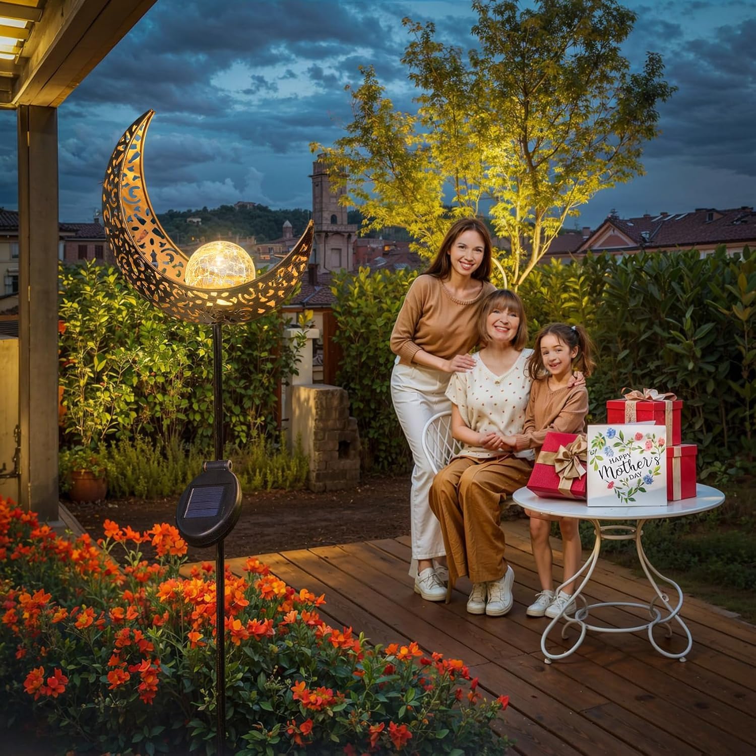 Take Me Moon Solar Lights Garden Outdoor Decor Waterproof Metal Solar Stakes Lights For Patio Yard Walkway Lawn Patio Mothers Da