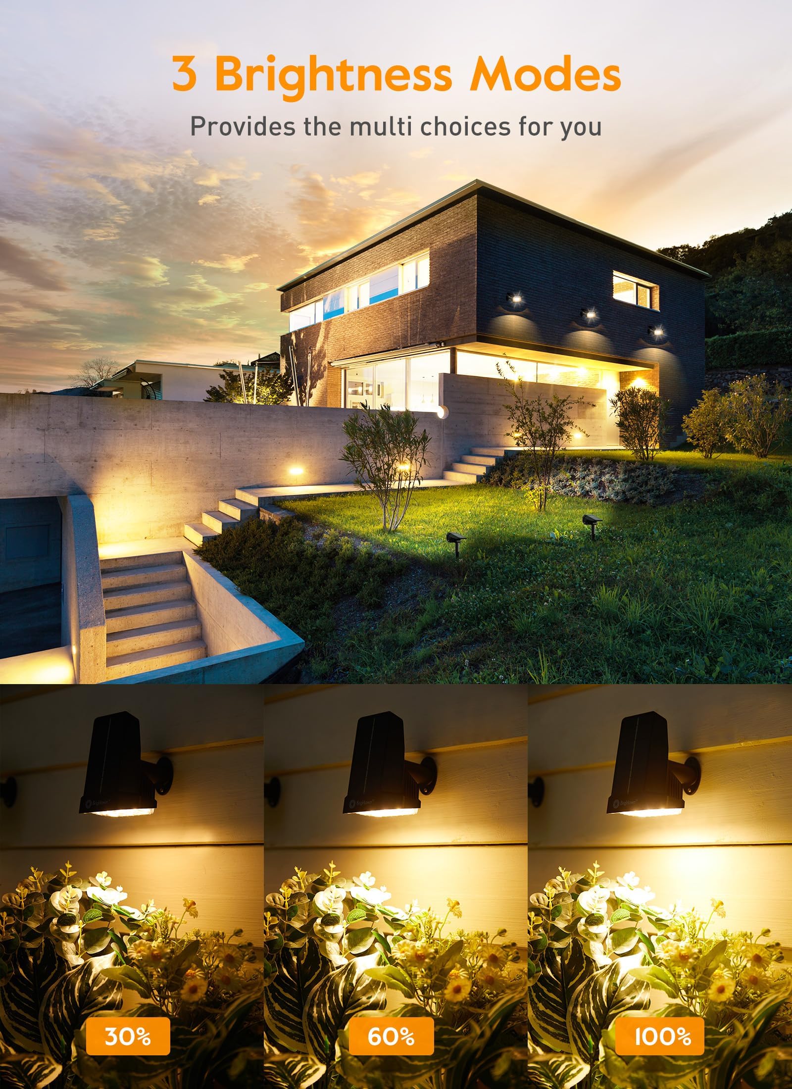 Brightown Solar Spot Lights Outdoor, 3 Modes, 8 Pack, Waterproof, Cool & Warm White, Remote Control, Model 4