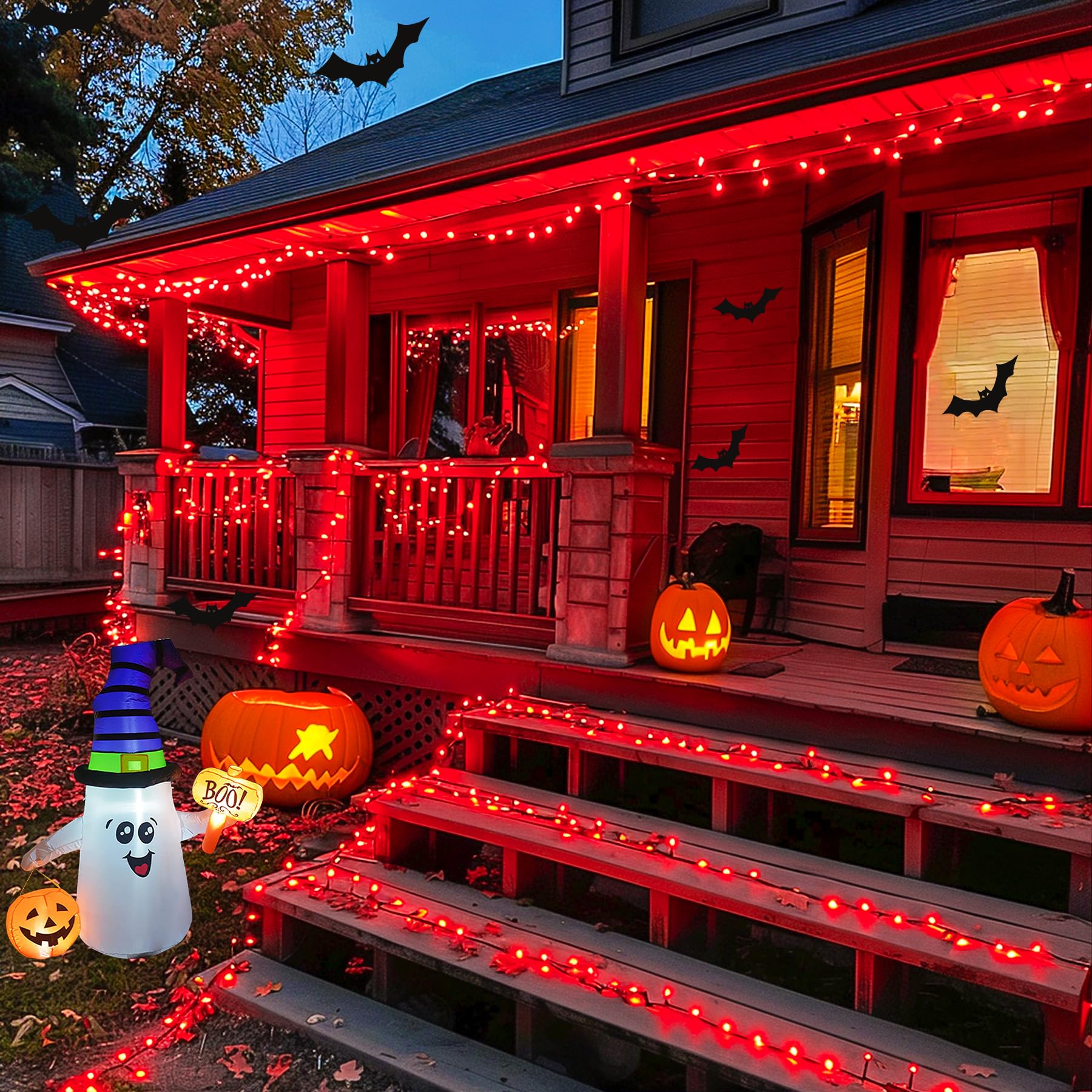 JMEXSUSS Solar Christmas Lights, 400 LED 151FT, Waterproof, 8 Modes, Red, 2 Pack, Model JM-S-200