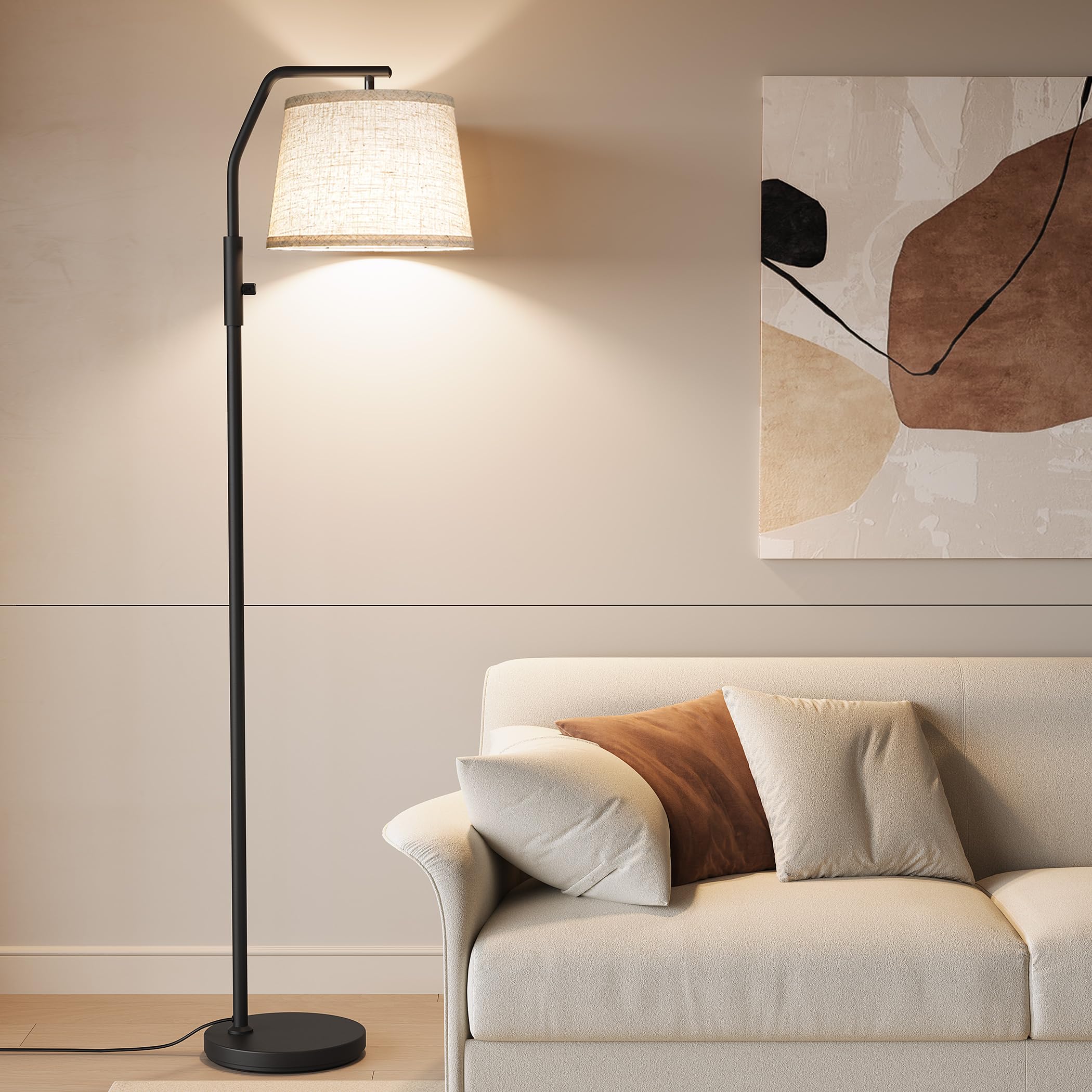 Sunmory Floor Lamps For Living Room, 9W Bulb Included, Tall Lamp For Bedroom With Adjustable Head, Modern Standing Lamp, 0-100% 