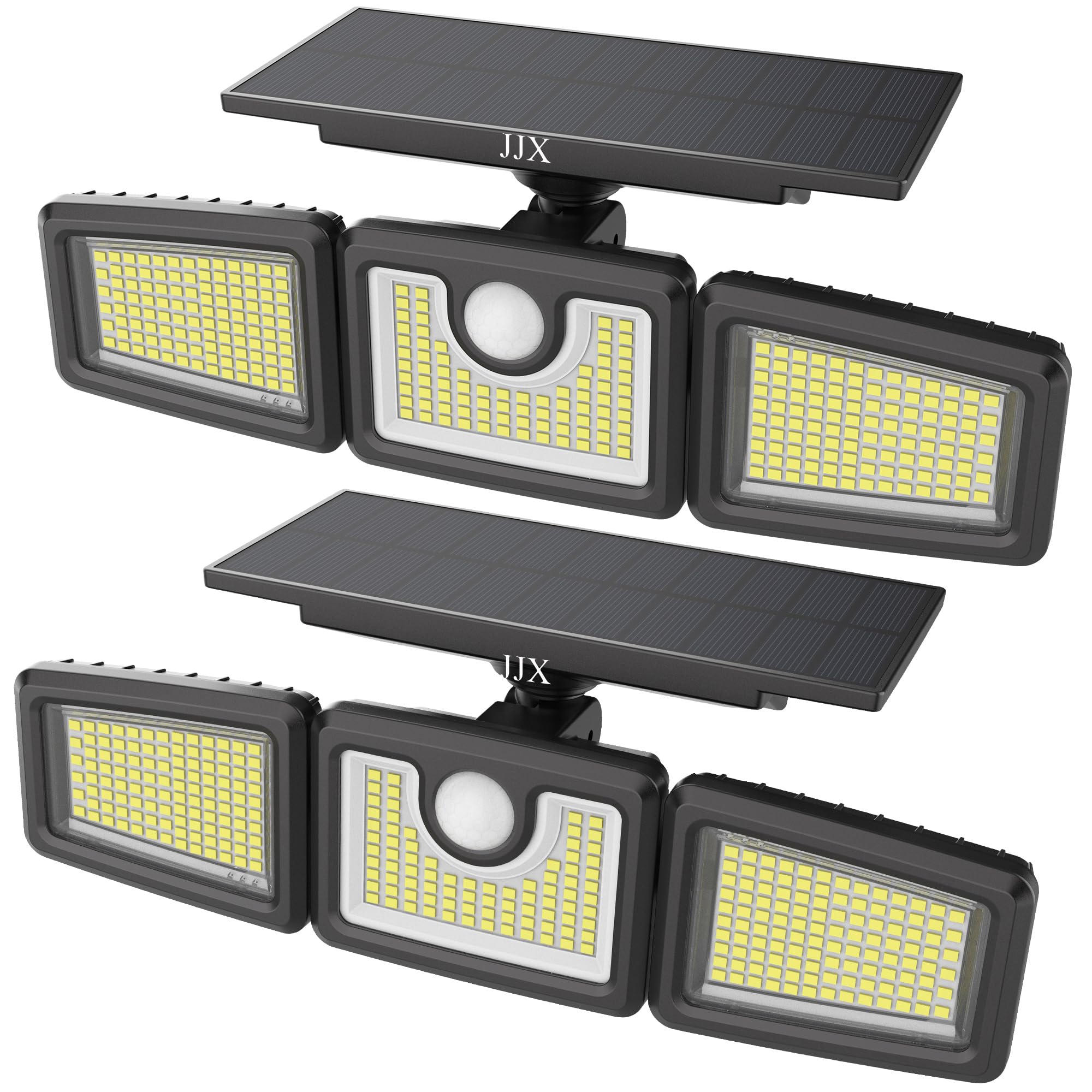 Jjx Solar Lights Outdoor 3000Lm 312 Led Motion Sensor Outdoor Lights, Ip65 Waterproof Led Solar Security Lights, 3 Adjustable Heads Solar Motion Flood Lights Outdoor