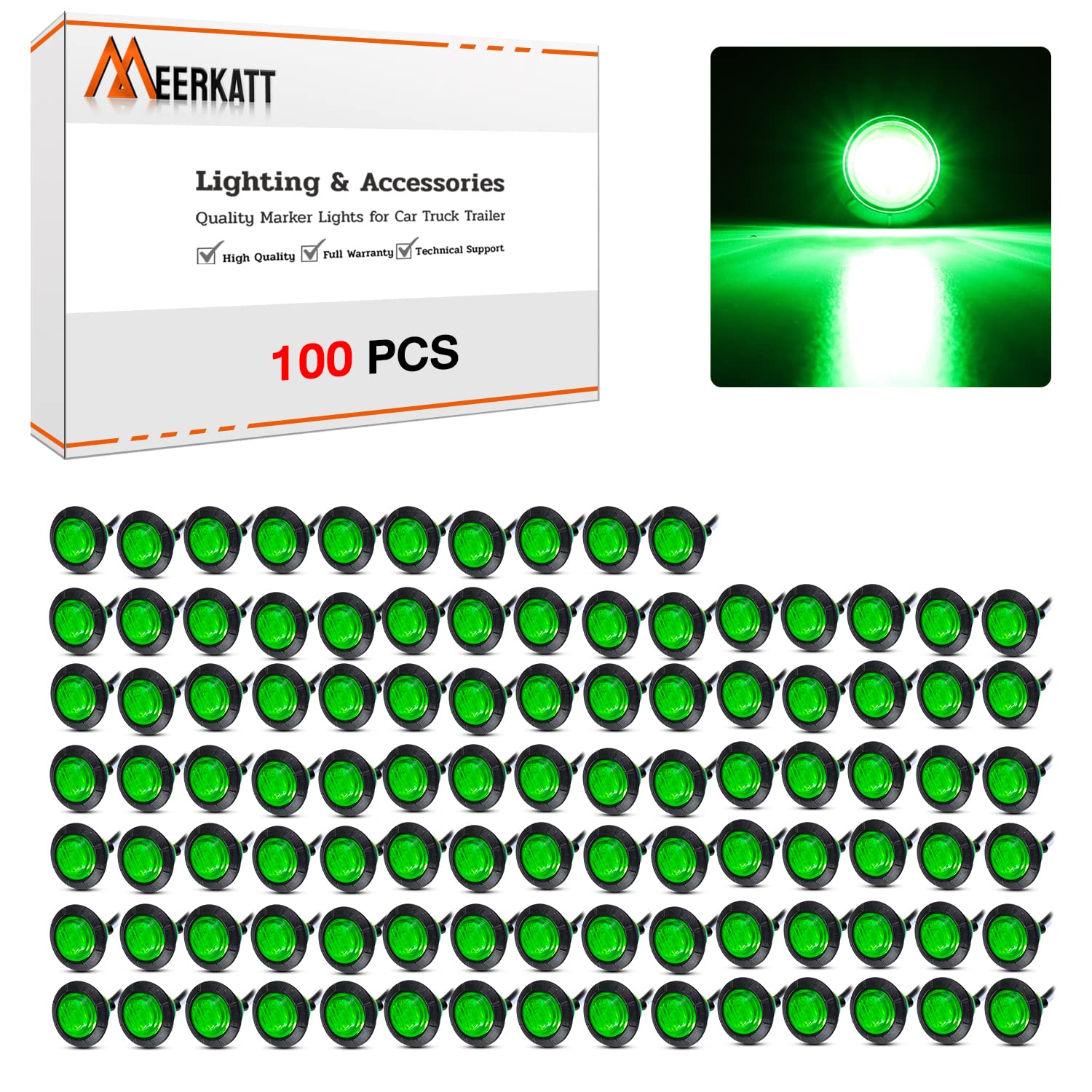 Madcatz Meerkatt Big Sets 3/4 Inch Mini Round 3 Led Side Marker Indicator Clearance Light Whitgrommets Truck Car Trailer Boat 12