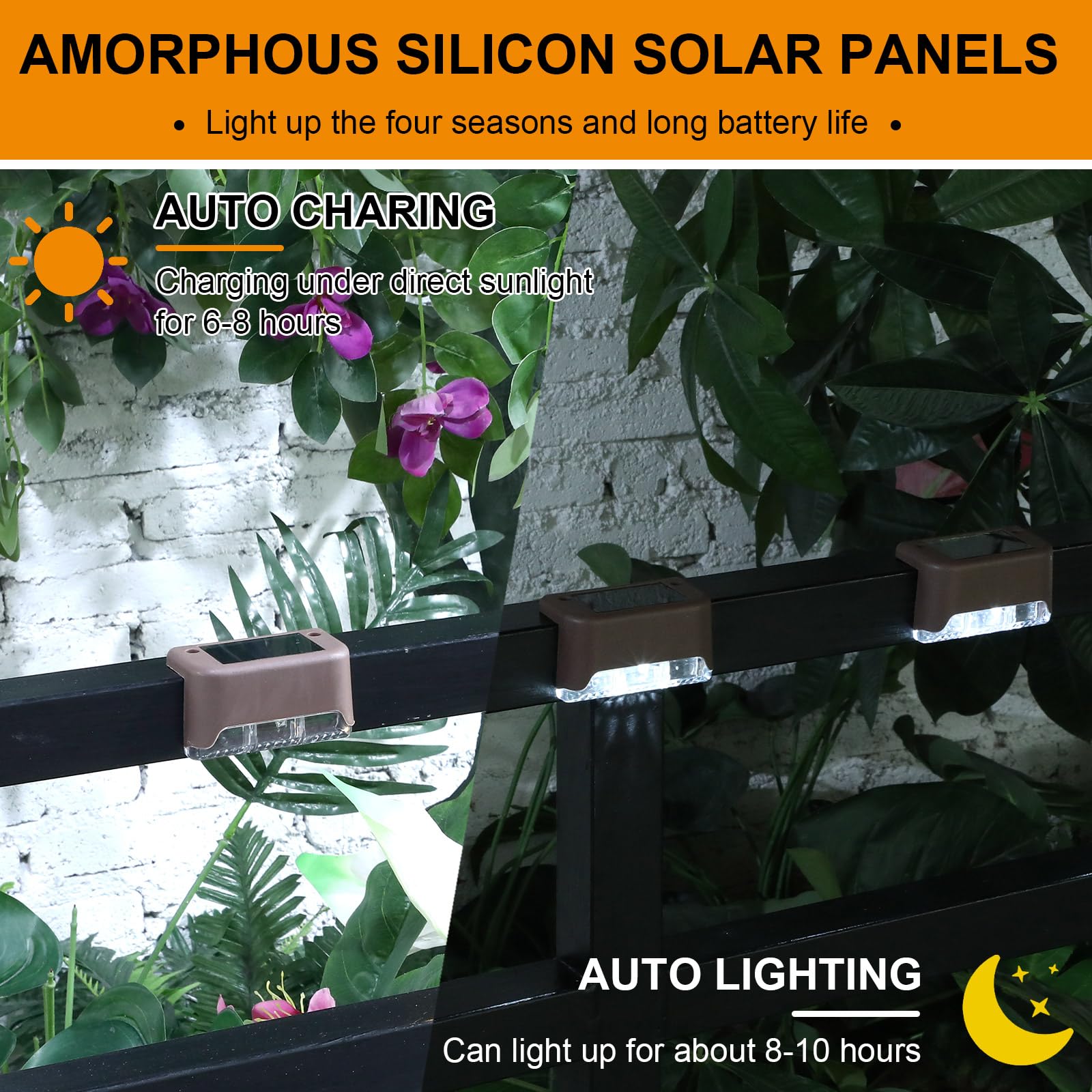 Geelin 32 Pcs Solar Deck Lights, Waterproof LED for Stairs, Railing, Garden, Brown Shell, Model HOD-Geelin-055