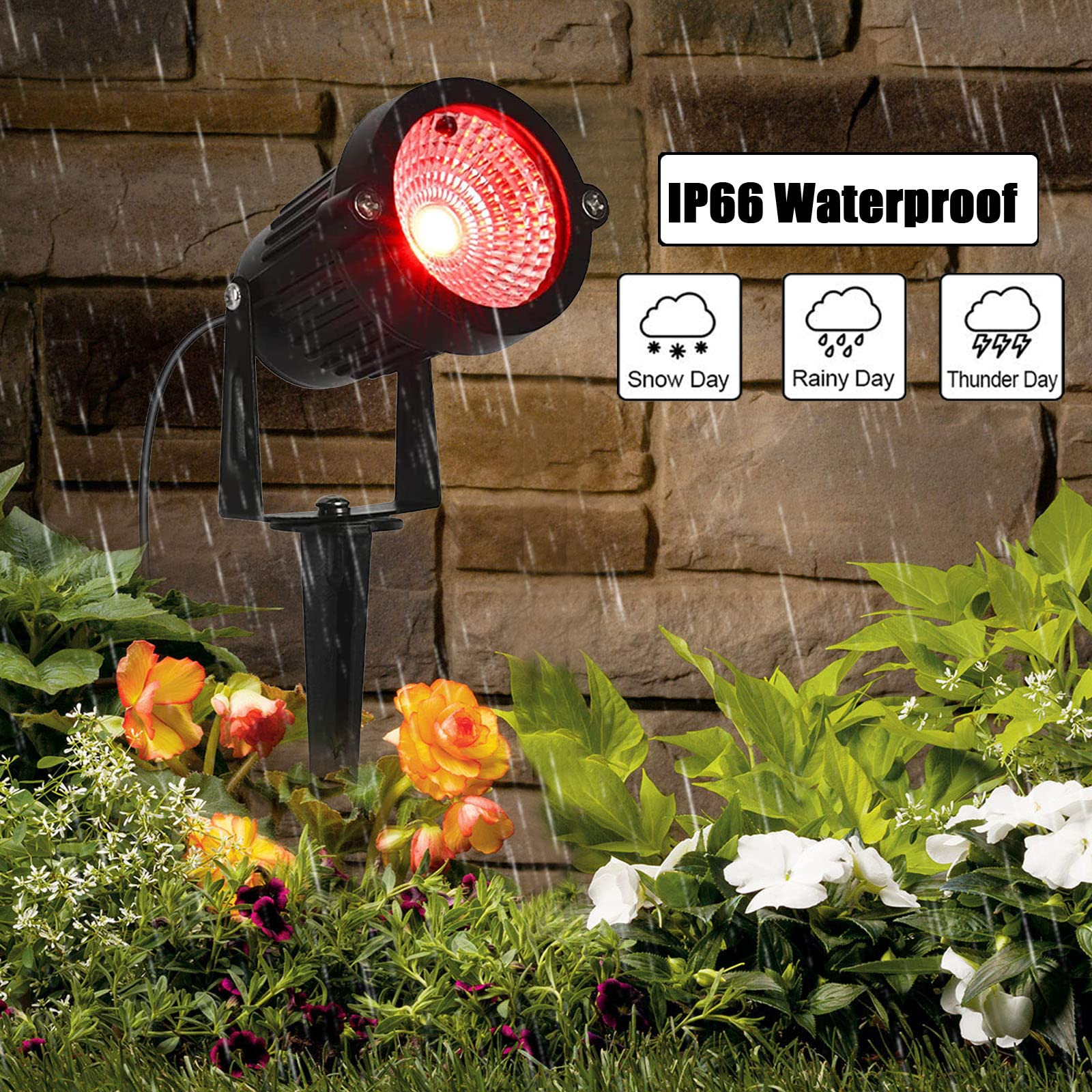 AHSELLUS Low Voltage RGB LED Landscape Lights, 5W, DC12V, Waterproof Spotlight, 4 Pack, Multicolor
