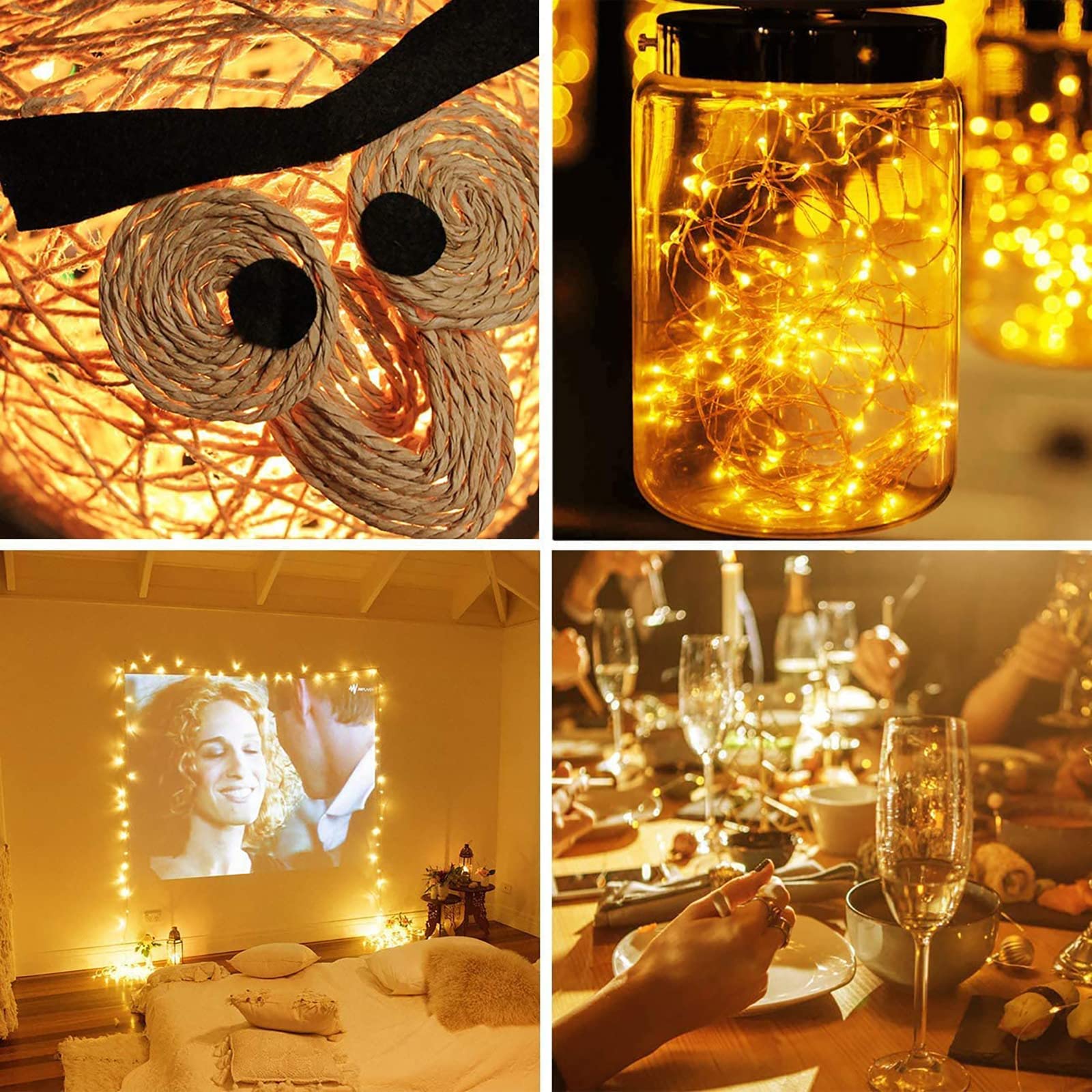 Aozope 10 Pack Fairy Lights, 7Ft 20 Led Twinkle Copper Wire String Lights, Warm & Cool White