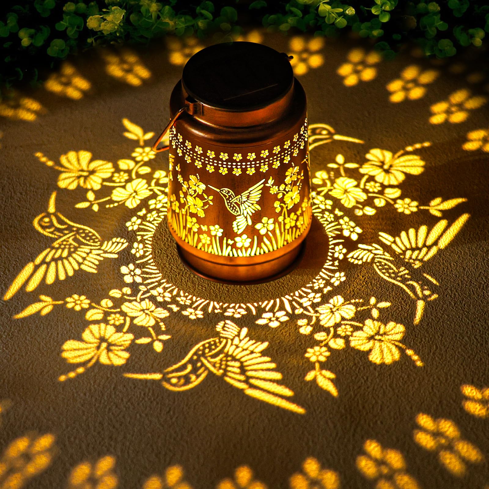 Hummingbird Solar Lanterns Outdoor Waterproof Hanging Solar Lights Gifts for Women Metal LED Lanterns Outside for Garden, Yard, 