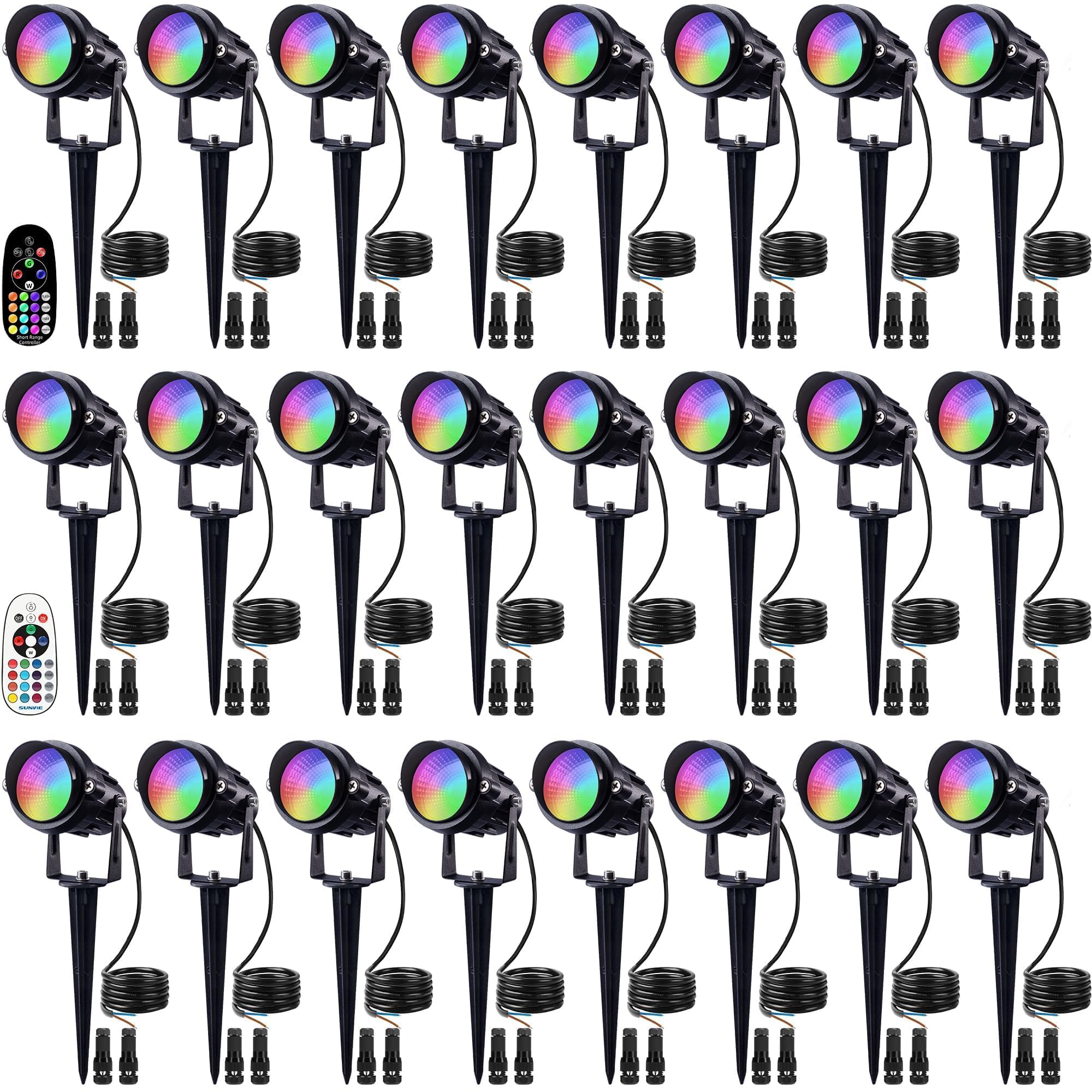 SUNVIE 12W LED Landscape Lights Low Voltage (AC/DC 12V) Waterproof Landscape Lighting Garden Pathway Lights Super Warm White (90