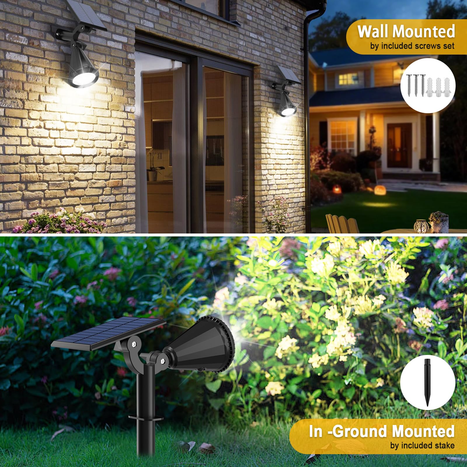 Welalo Solar Spot Lights Outdoor Waterproof For Flag, 6 Pack/4 Modes Landscape Spotlights 180 Adjustable Solar Lights, Solar Lig