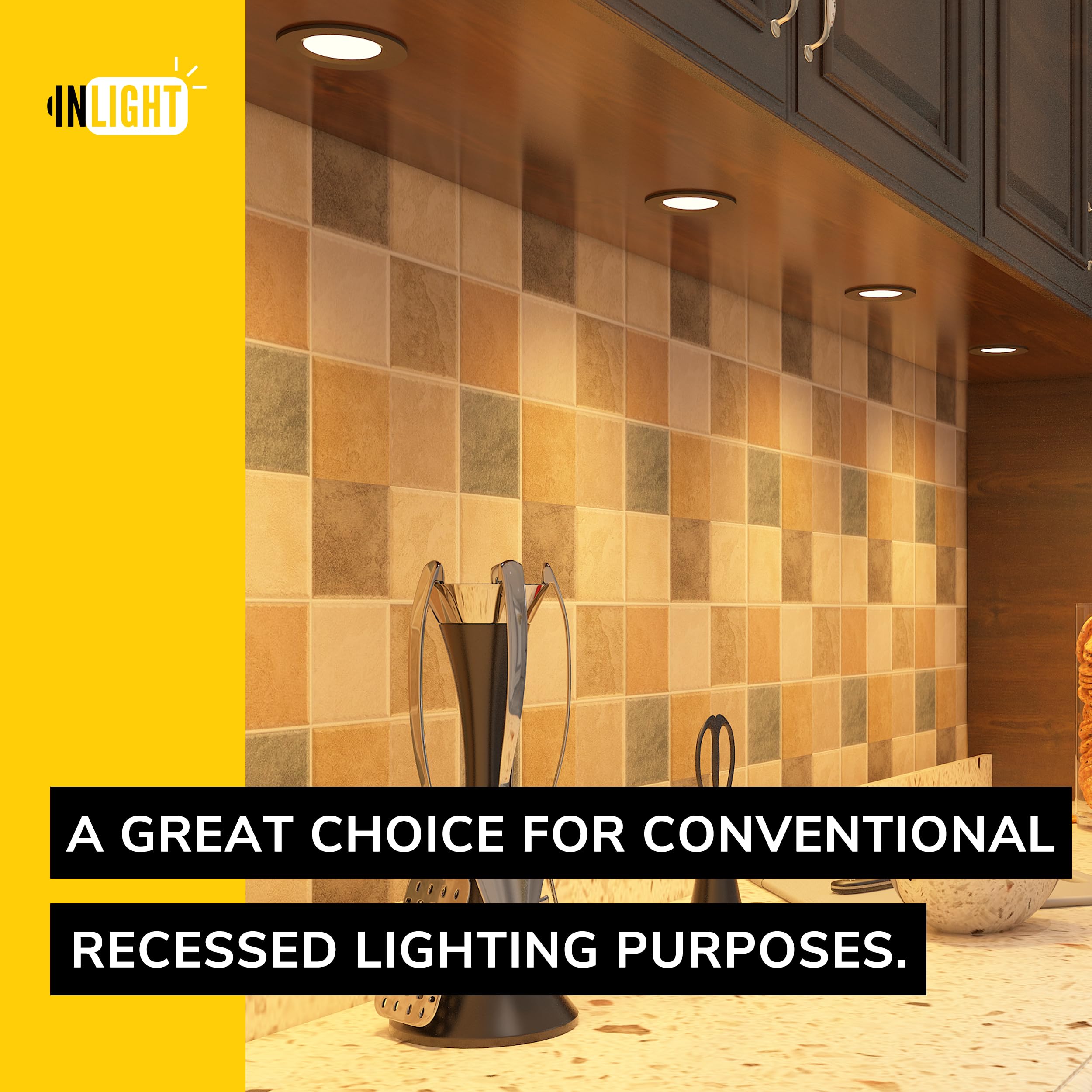 GETINLIGHT Dimmable LED Puck Lights Kit, 3-Pucks, Soft White 3000K, 12V, Plastic, ETL Listed, Model IN-0102-3