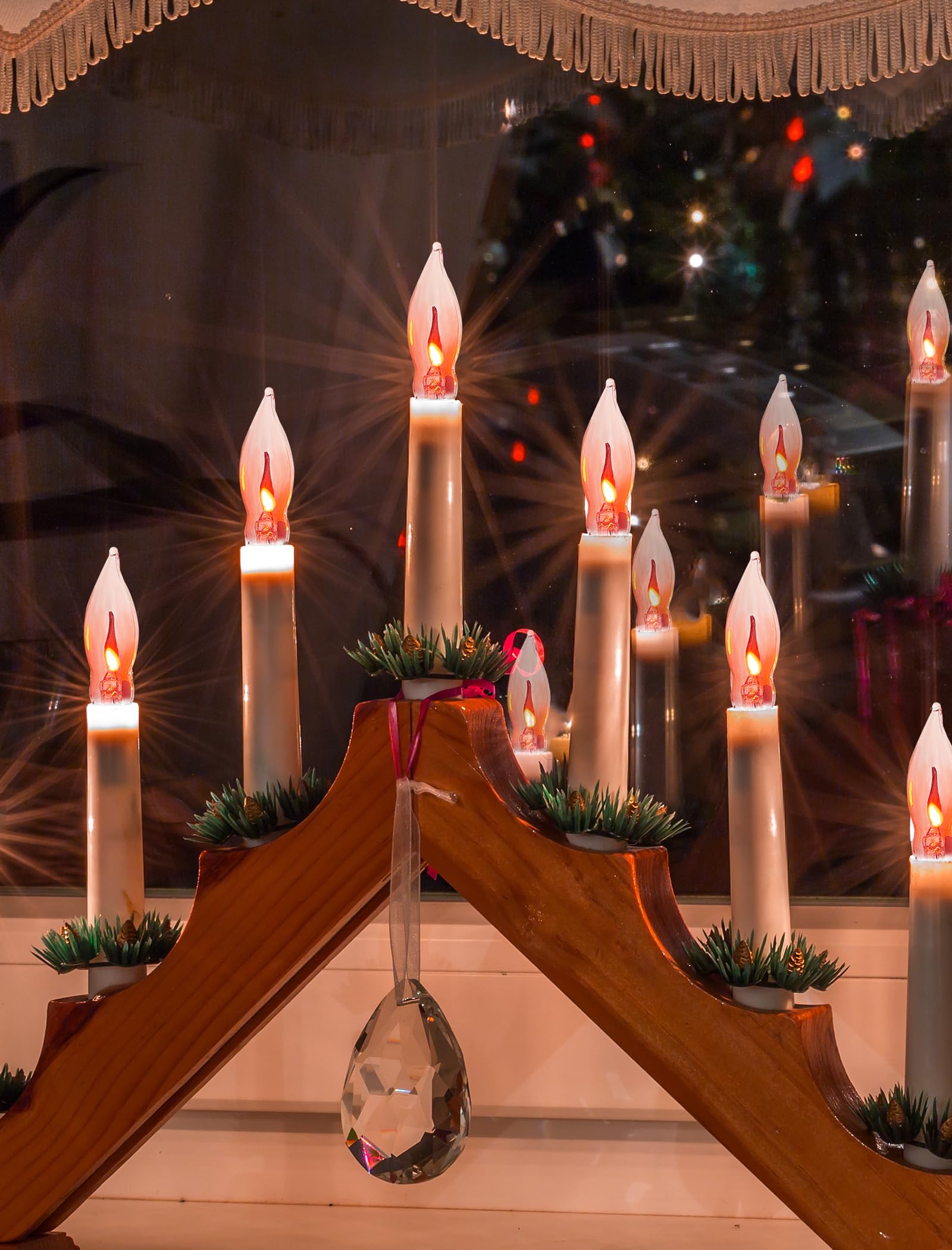 Abeja Flicker Flame Light Bulb - 12 Pack Realistic Orange Candelabra Bulbs, 1W, E12, C18 for Indoor/Outdoor Christmas Decor