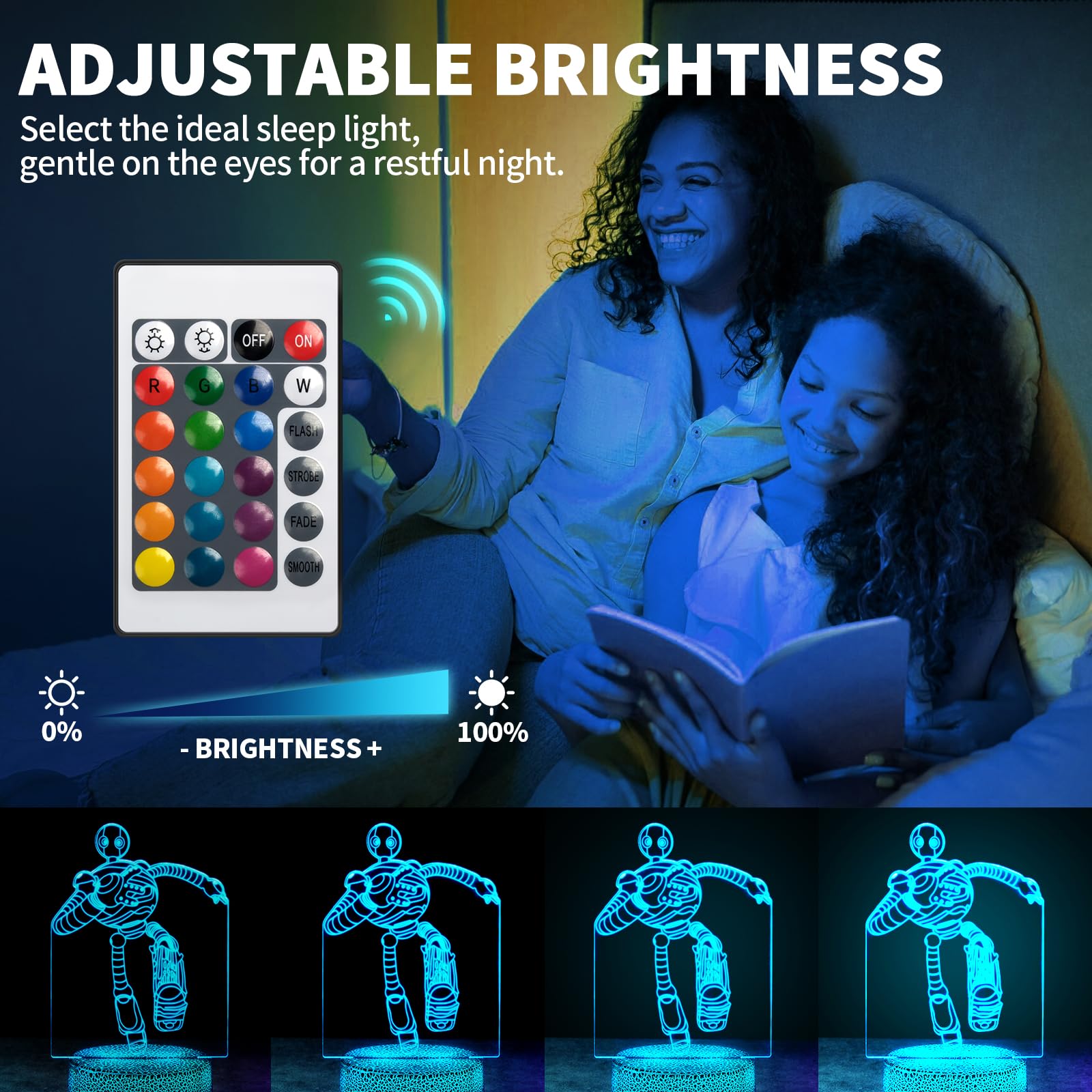 The 3D Robot Lamp Touch-Control Night Light Multi-Color Led Desk Lamp Decoration For Kids Rooms,Ideal For Christmas Gifts,Birthd