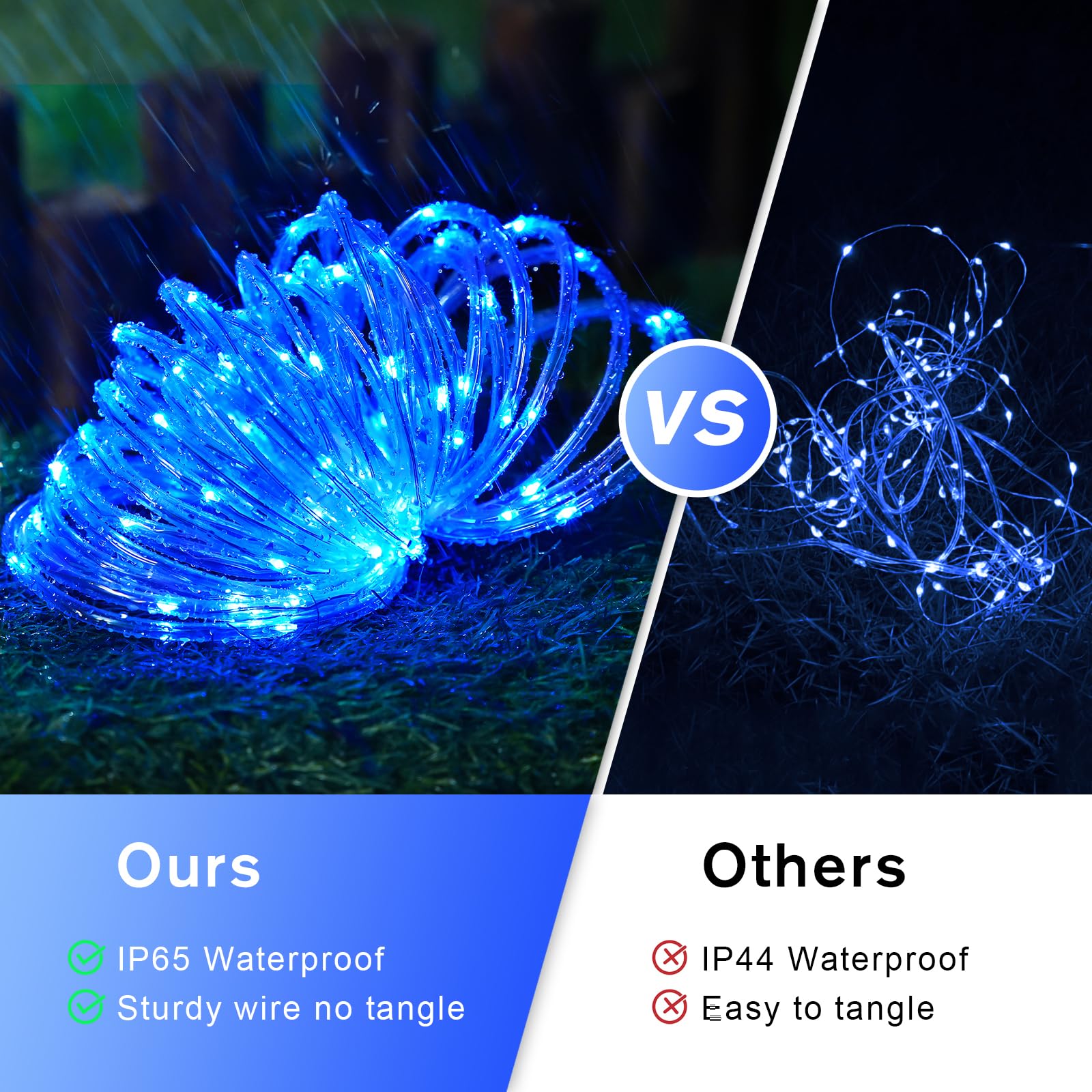 Jmexsuss 200 Led Blue Rope Lights Plug In, Christmas Rope Lights Outdoor Waterproof, Blue String Lights With Remote For Outside Christmas Tree Garden Decor
