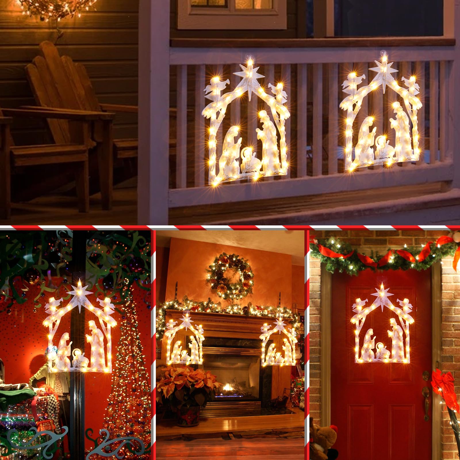 Marchpower Lighted Christmas Window Decorations Indoor, Christmas Window Silhouette Lights, Lighted Nativity Angel for Window, N