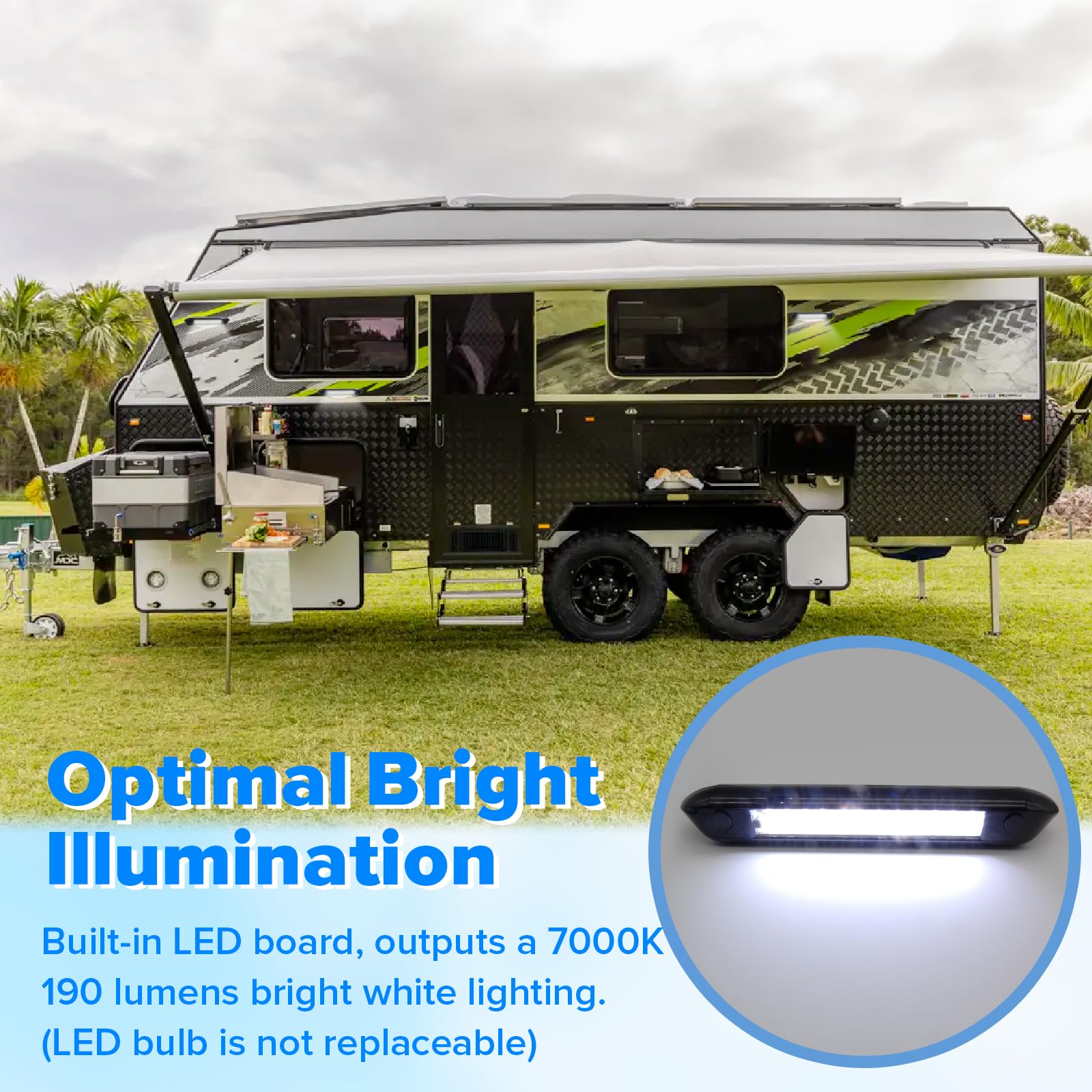 Dream Lighting 12V Waterproof Awning LED Lights, 9.84" Cool White, Black Shell, Pack of 2, Model 0013502H-C