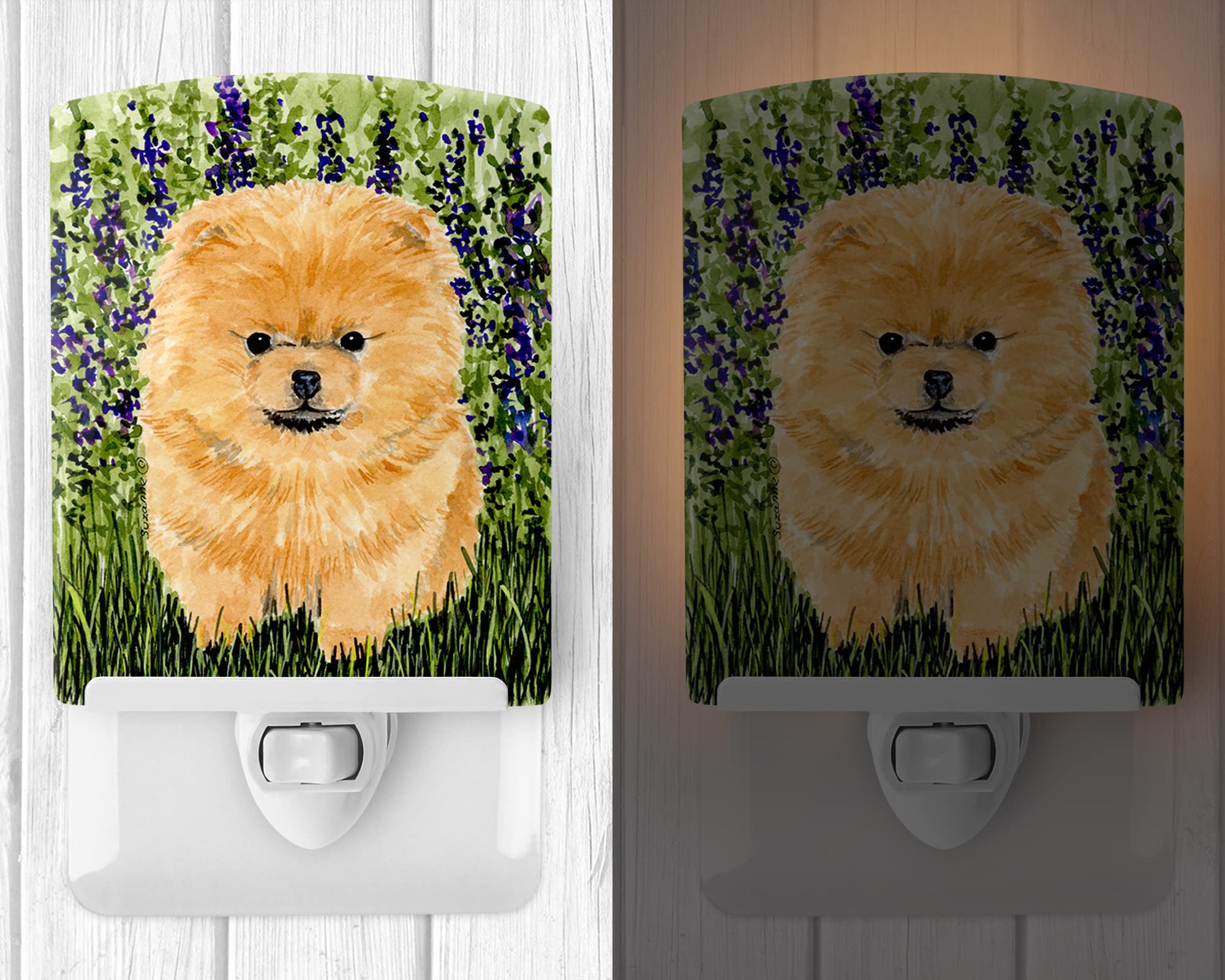 Caroline'S Treasures Ss8746Cnl Pomeranian Ceramic Night Light Compact, Ul-Certified, Ideal For Bedroom, Bathroom, Nursery, Hallway, Kitchen, 6X4X3, Multicolor