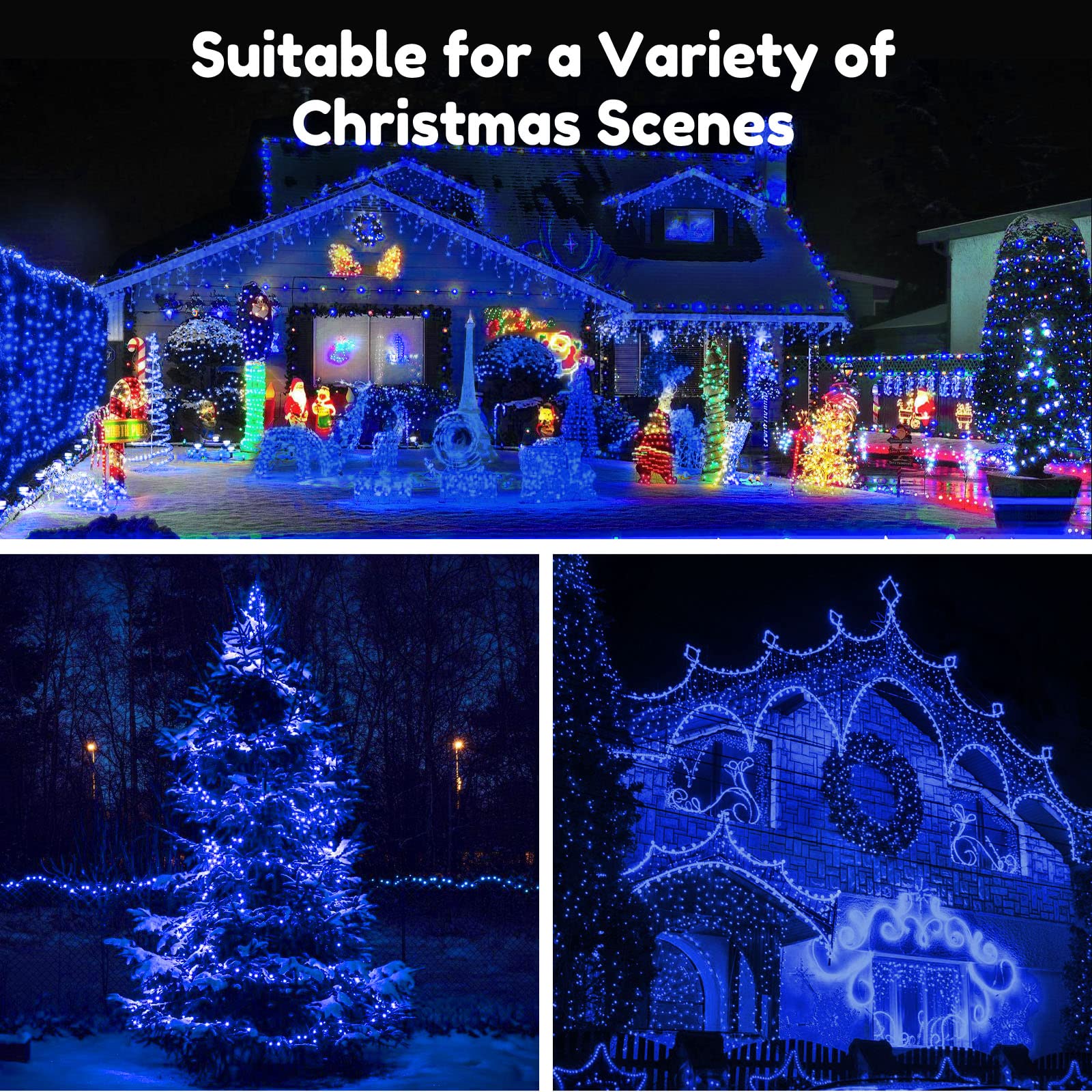 Blctec Christmas Lights, 300 Led 108Ft Christmas String Lights With 8 Lighting Modes, End To End Connectable Plug, Waterproof &
