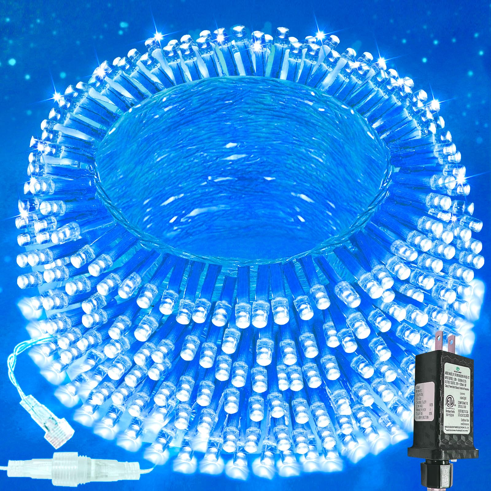 SANJICHA 200 LED String Lights, 66FT Blue Waterproof Twinkle Fairy Lights for Indoor Outdoor Decor, Christmas, Halloween, Wedding
