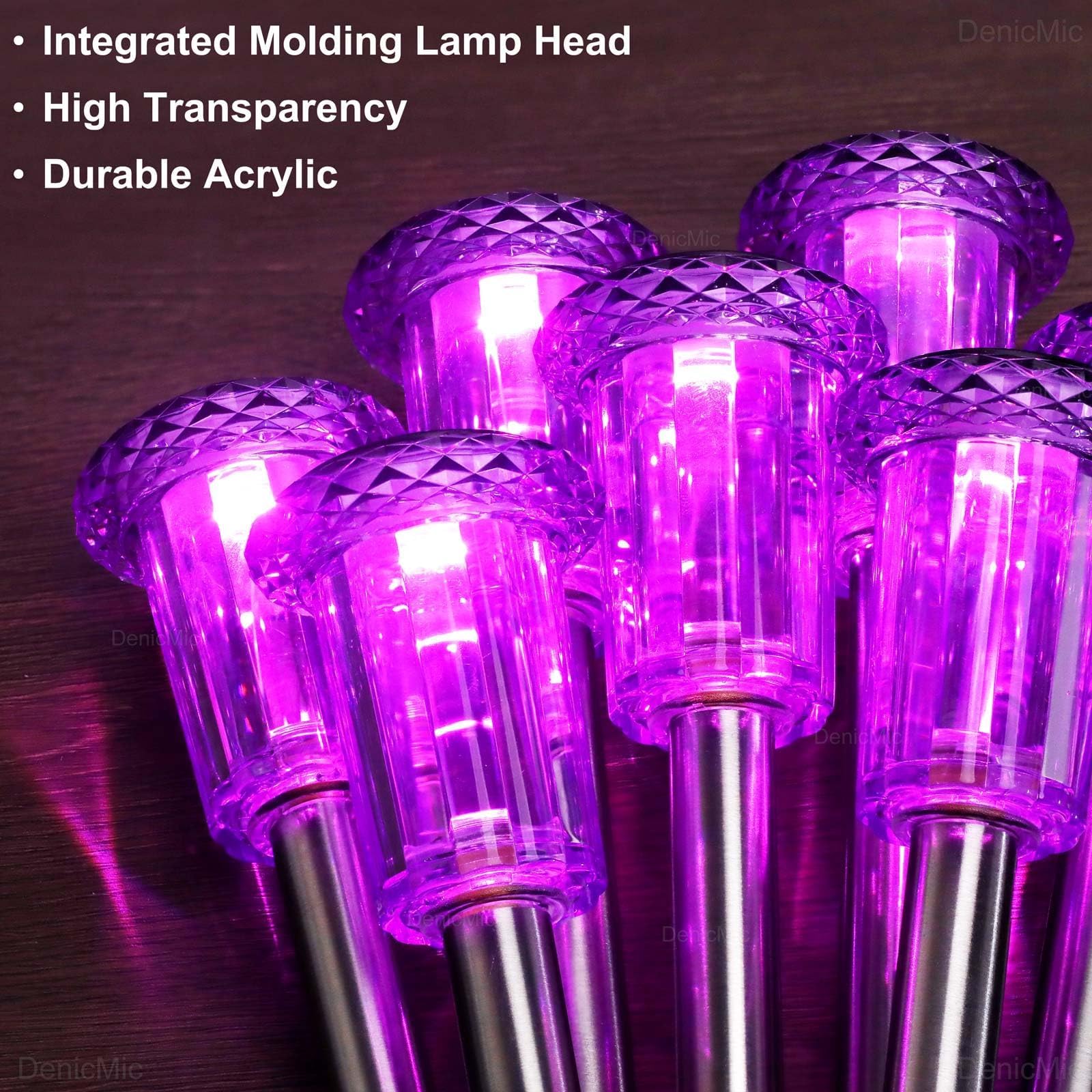 Denicmic Solar Pathway Lights - Waterproof Led Acrylic Lamp, Purple 10 Pack For Yard & Garden