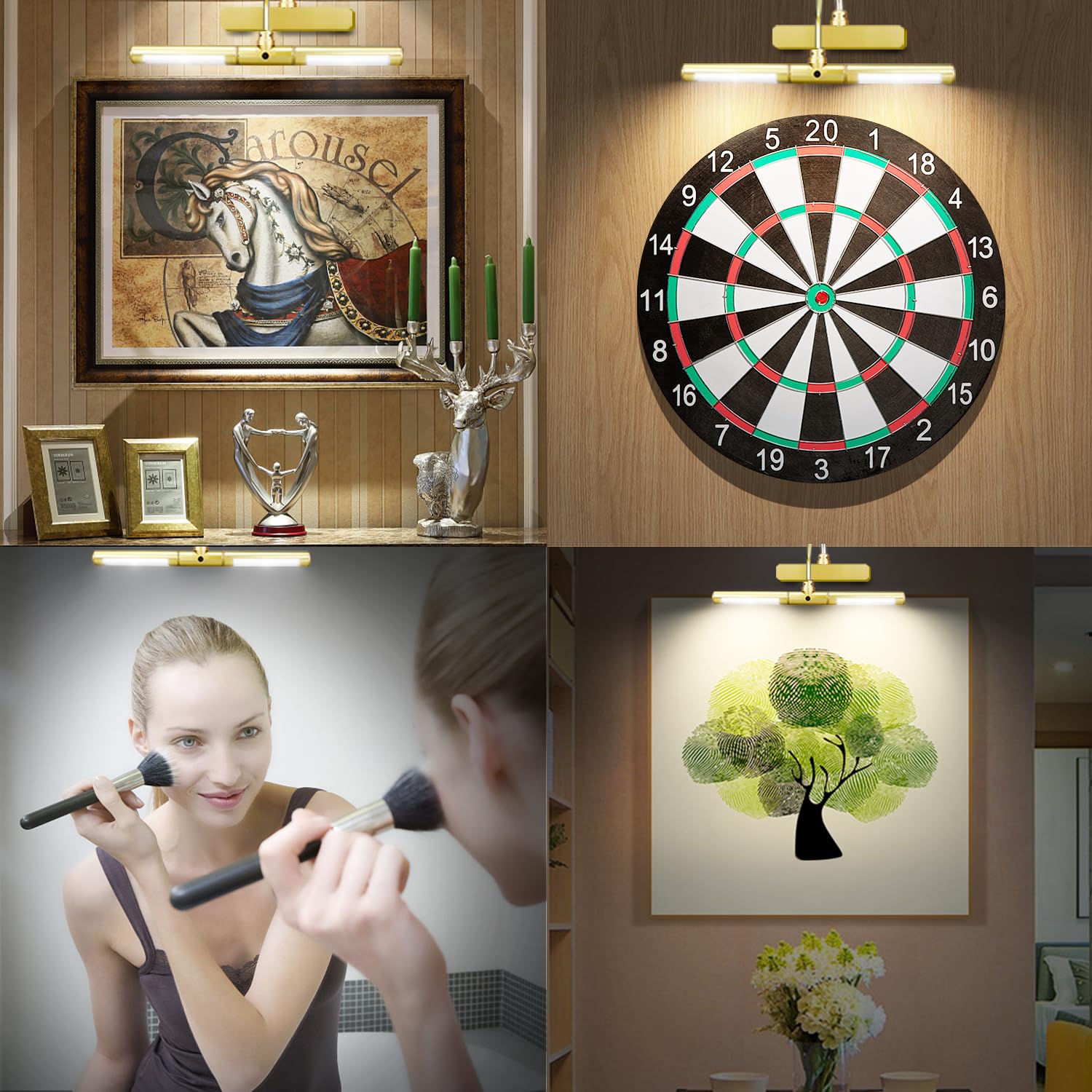 Bigmonat Wireless Picture Light For Paintings, Dimmable Dartboard Light With Remote And Timer, Rechargeable Battery Operated Dis