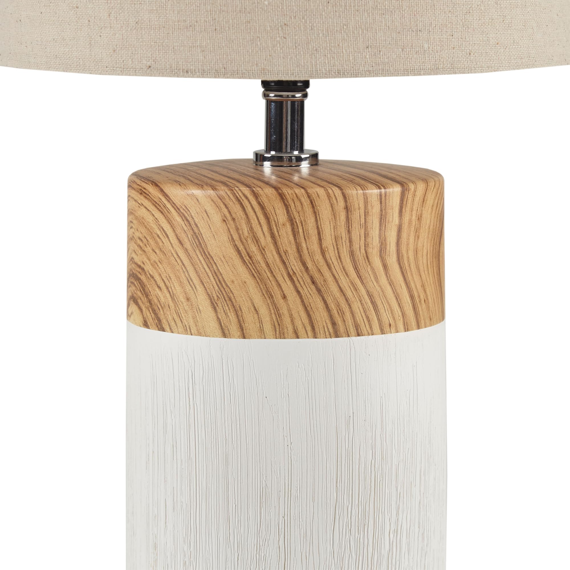 510 Design Nicolo Table Lamp - Modern 2-Tone Ceramic, Woodgrain Finish, 17.35 H, Cream, Nightstand/Desk Lamp, Model 5Ds153-0036