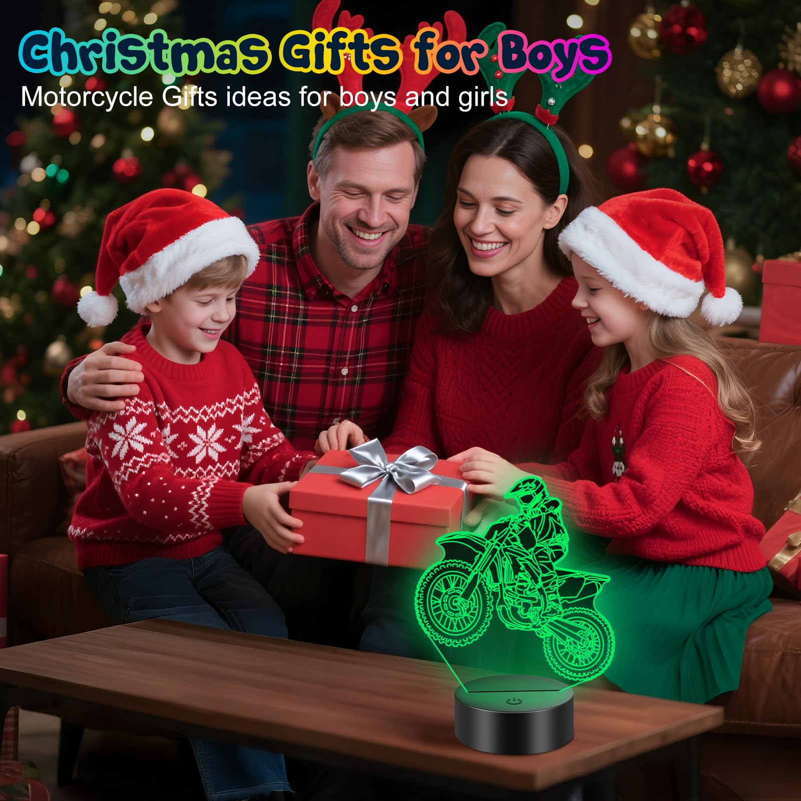 Linkax 3D Illusion Night Light & Soccer Gift For Teens  Boys & Kids - 8 To 12 Year Olds - Football Accessories & Room Decor (Bike)