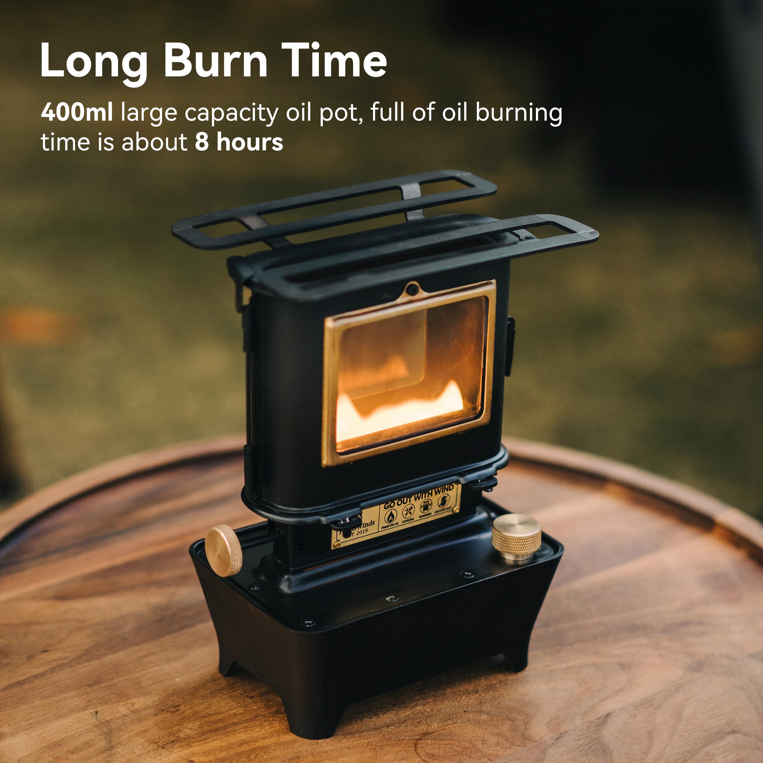 Thous Winds Camping Oil Lantern, Fuel Lamp For Outdoor Lighting Portable Stove For Cooking Warming, Black