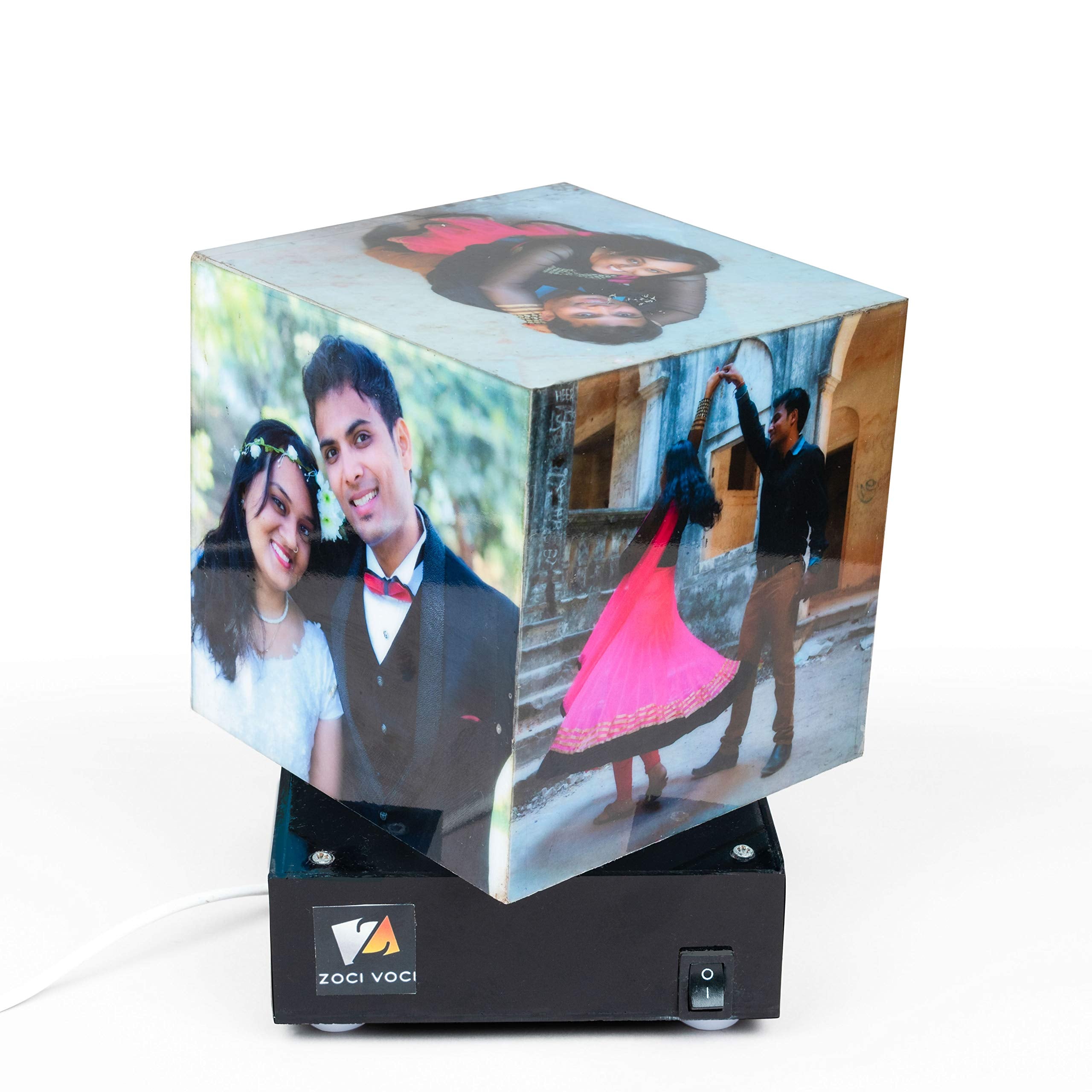 ZOCI VOCI Acrylic Nostalgia- Rotating Photo LED Lamp | Anniversary Gift For Wife/Husband, Pink