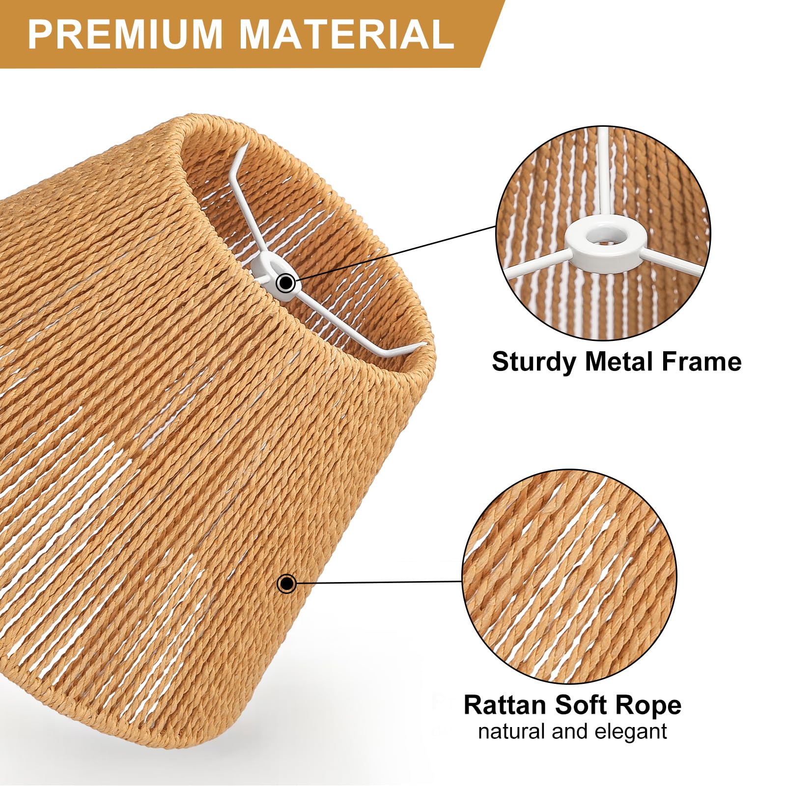 Rattan Lamp Shades Set Of 2, Small Lamp Shades For Table Lamps, 5.5'' Top X 10'' Bottom X 6.6'' High, Wicker Lamp Shade Replacem