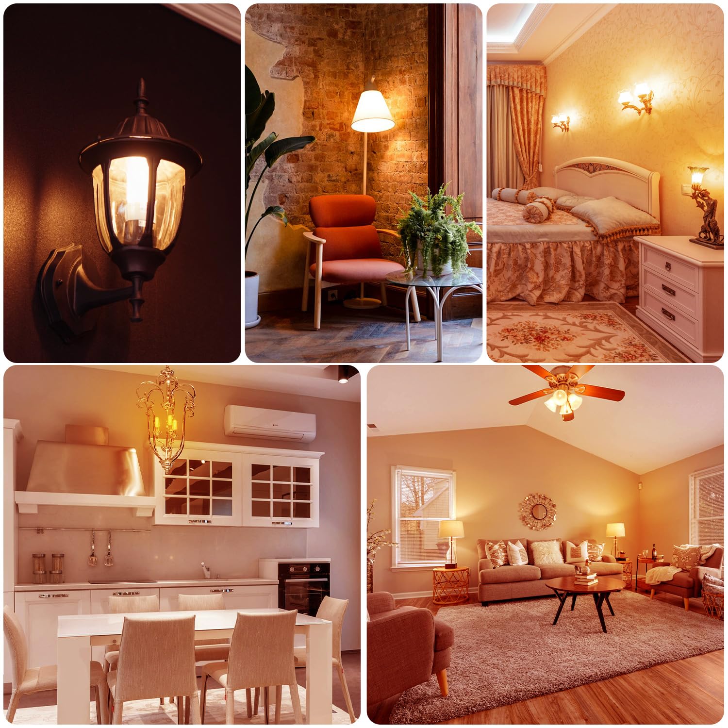 Dalattin T6 Candelabra Led Bulbs E12 Base 2700K Warm White, Small Base Clear Light Bulb 4.5W=60W, 500Lm Dimmable Vintage Edison