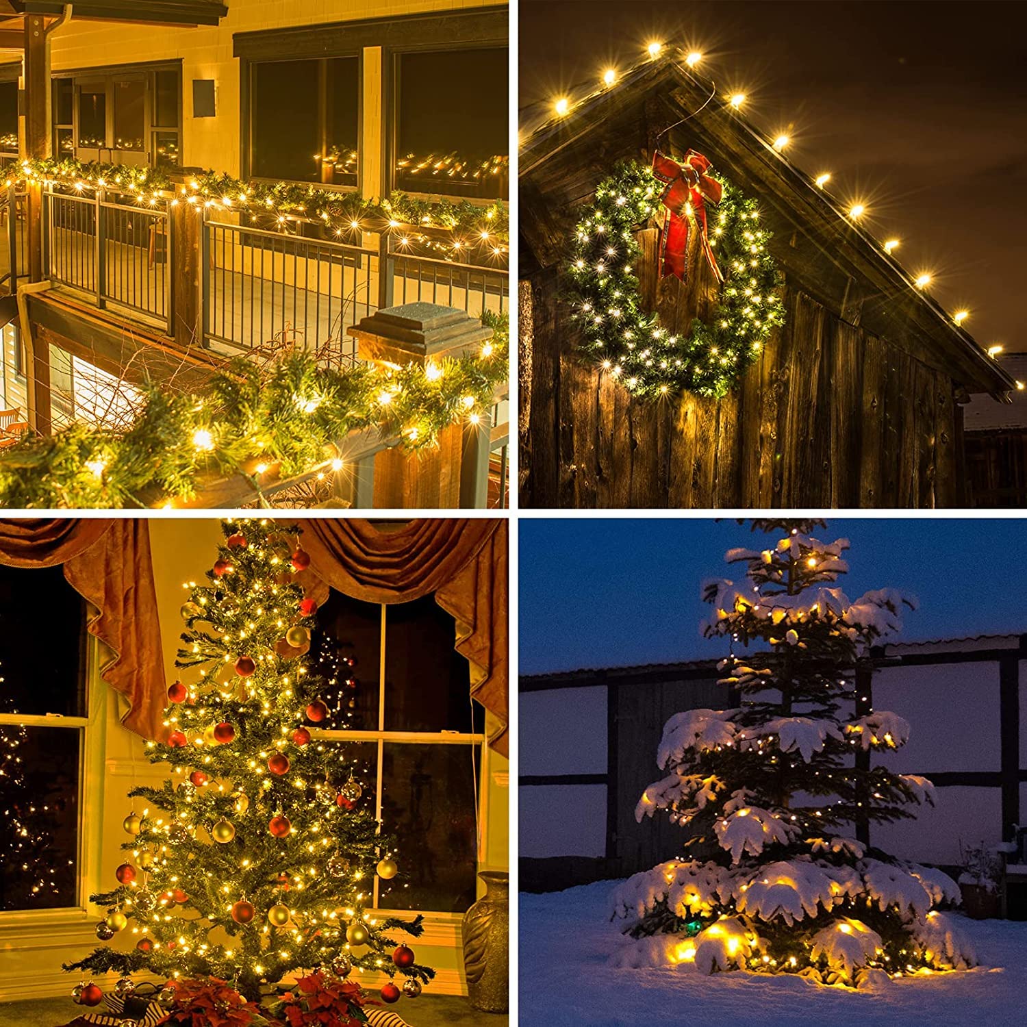 Glownova Green Wire  Yellow Incandescent Bulb 100 Mini String Lights For Indoor Christmas Tree Garland Birthday Wedding Party Festival Decoration