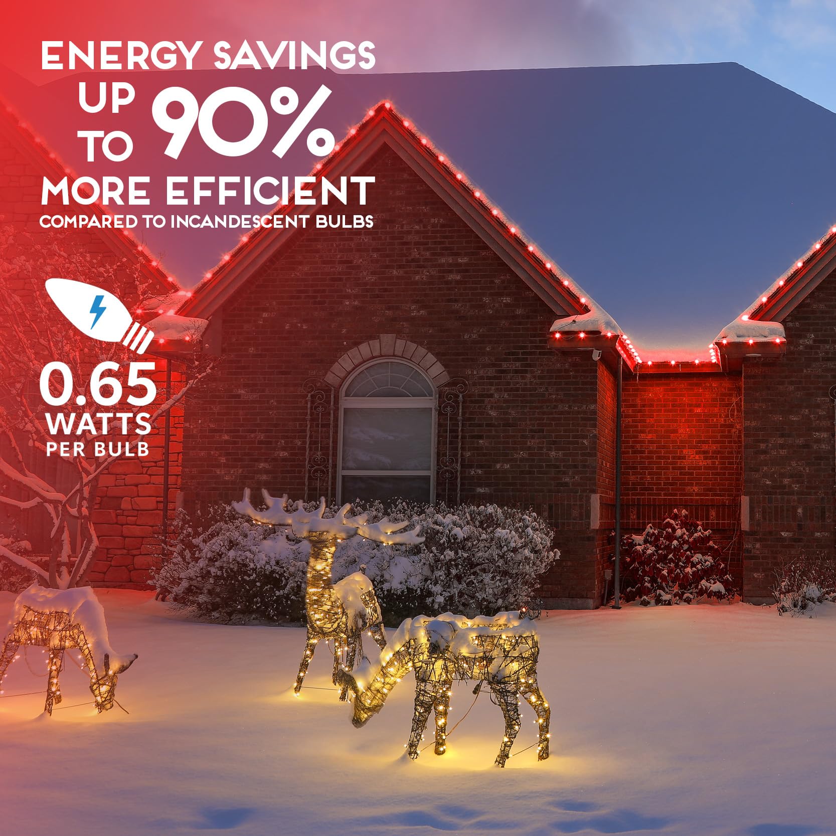 Hlo Lighting C9 Christmas Lights Set Of 25 Red Led Bulbs For Indoor & Outdoor Use, Durable Acrylic, Model 680912047739