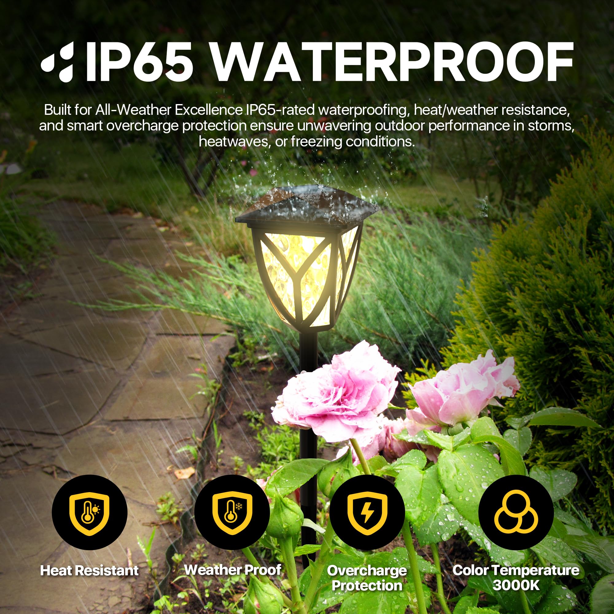 Ensenior 12-Pack Solar Lights Outdoor  16.77 3000K Led Solar Garden Lights For Pathway  Yard  Patio  Walkway  Planter  Waterproof  Energy-Efficient Landscape Lighting
