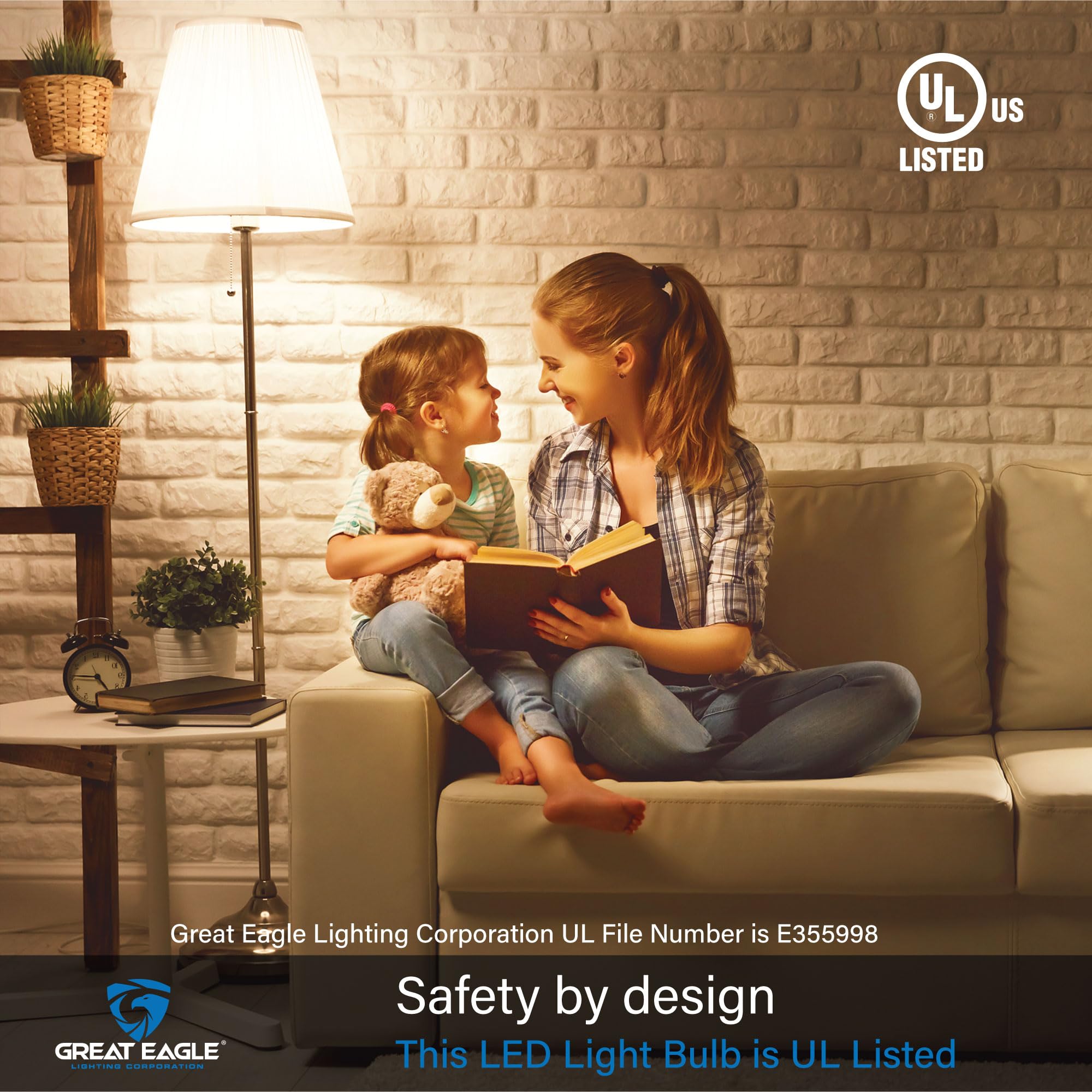 Great Eagle A19 LED Light Bulb, 9W (60W Equivalent), UL Listed, 2700K Warm White, dimmable, Standard Replacement (4 Pack)