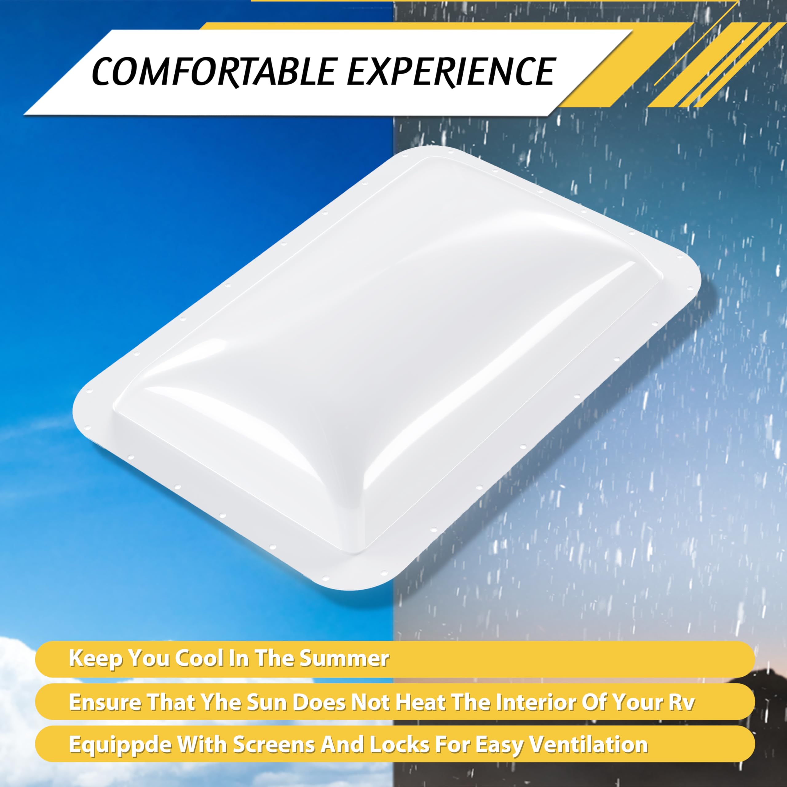 KUAFU Skylight Cover for RV, 18in x 26in, White, Plastic, Model GO-3979, Fits 14in x 22in Dome, Roof Vent Replacement Cover