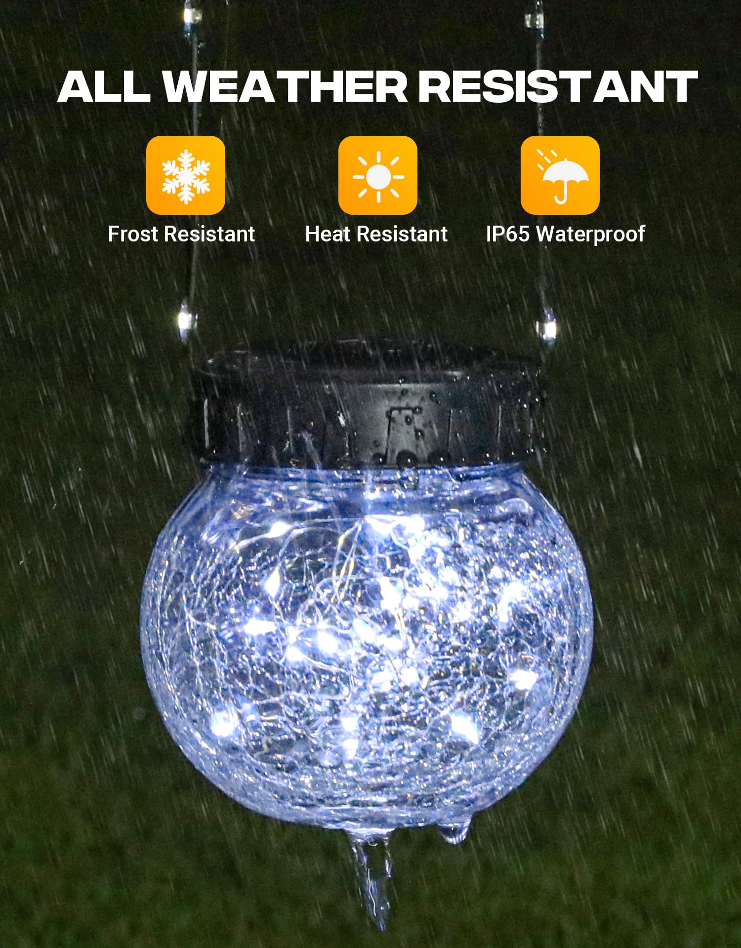Partphoner Solar Lights Outdoor Waterproof 12-Pack  Solar Powered Hanging Lantern  ed Glass Hanging Globes For Yard Decor Christmas Decoration  Shepherd Hook  Garden Tree Ornaments  Cold White