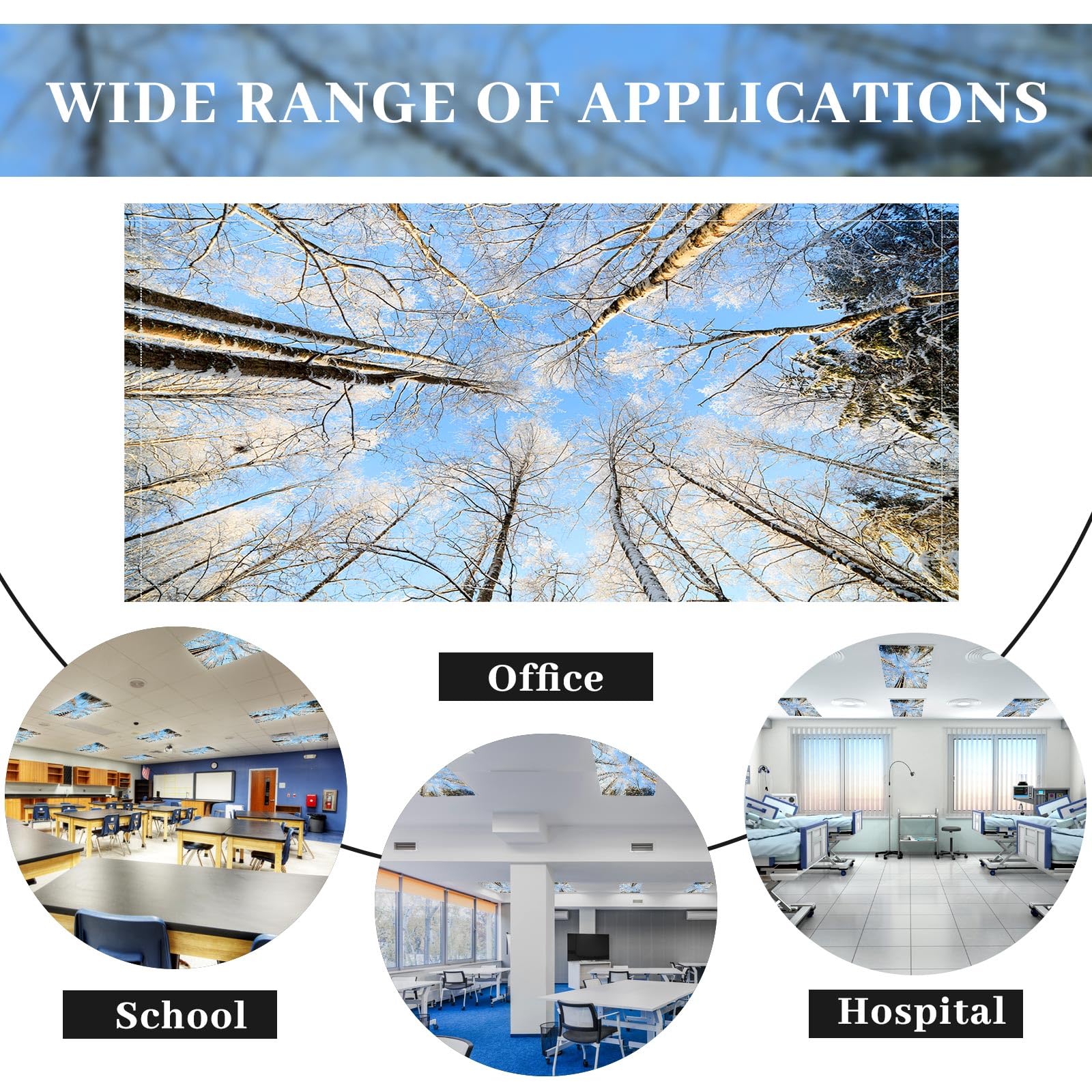 Patelai Fluorescent Light Cover Shade for Ceiling Classroom, 4 x 2 Feet, Magnetic with 10 Magnets, Winter Forest, Model PT-Patelai-56766