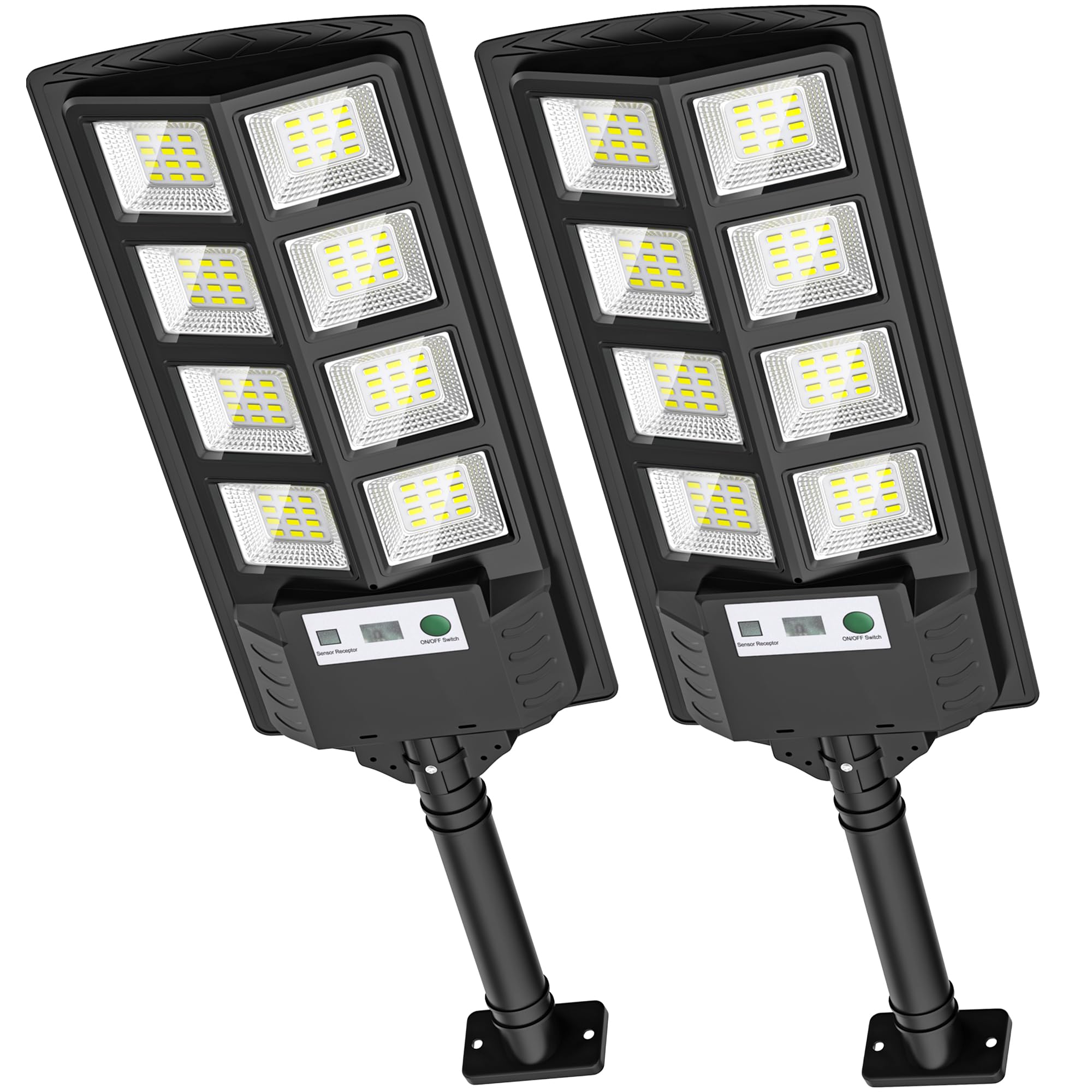 WYWNA Solar Street Lights Outdoor Waterproof, 6000K LED Dusk to Dawn Solar Light, Solar Flood Lights with Motion Sensor and Remo