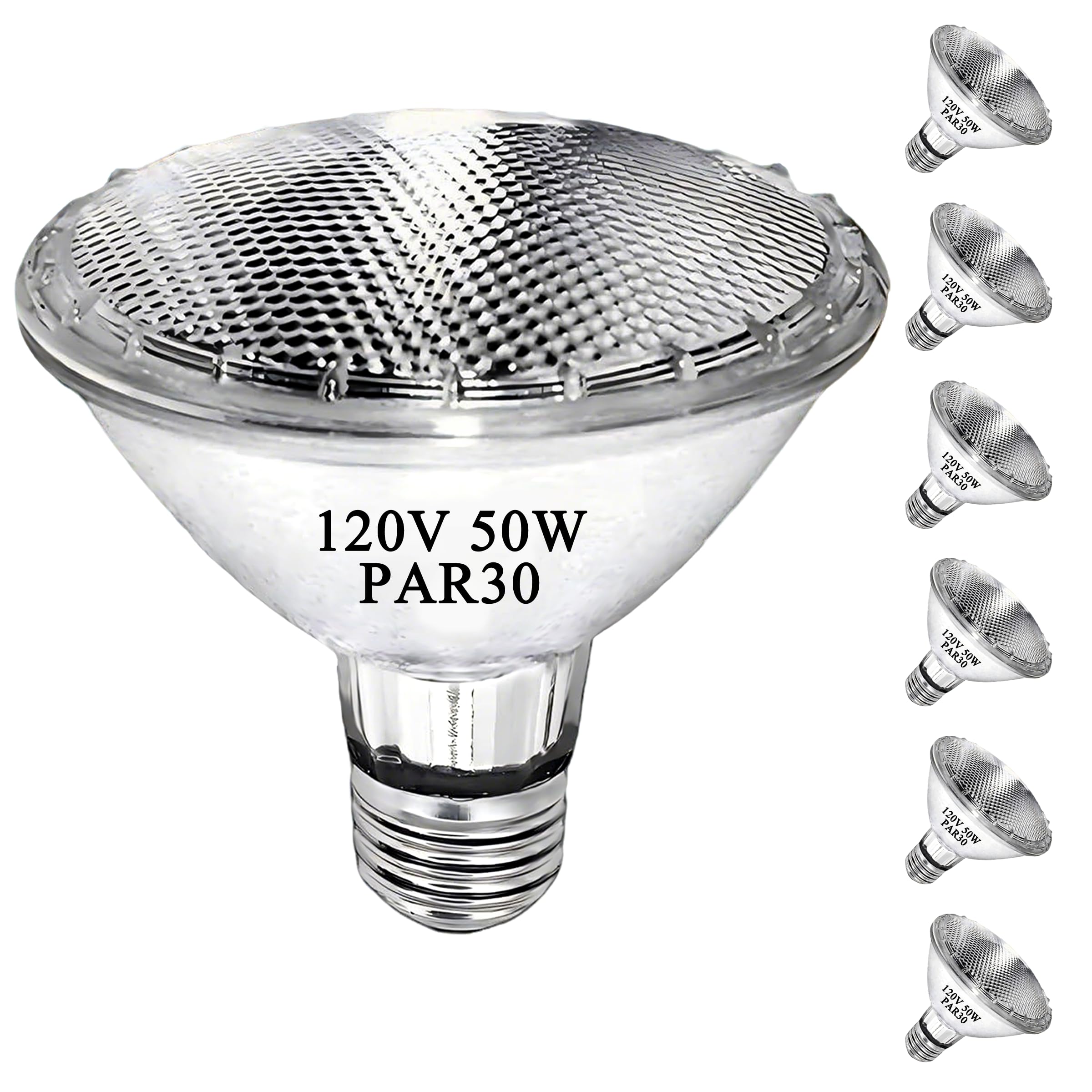 Misdood Par30 Short Neck Halogen Flood Light Bulbs  120V 50W Par30 Light Bulb  Dimmable  High Output  E26 Medium Base  2700K Warm Lighting  3000 Hours For Recessed Light Bulb(6 Pack)