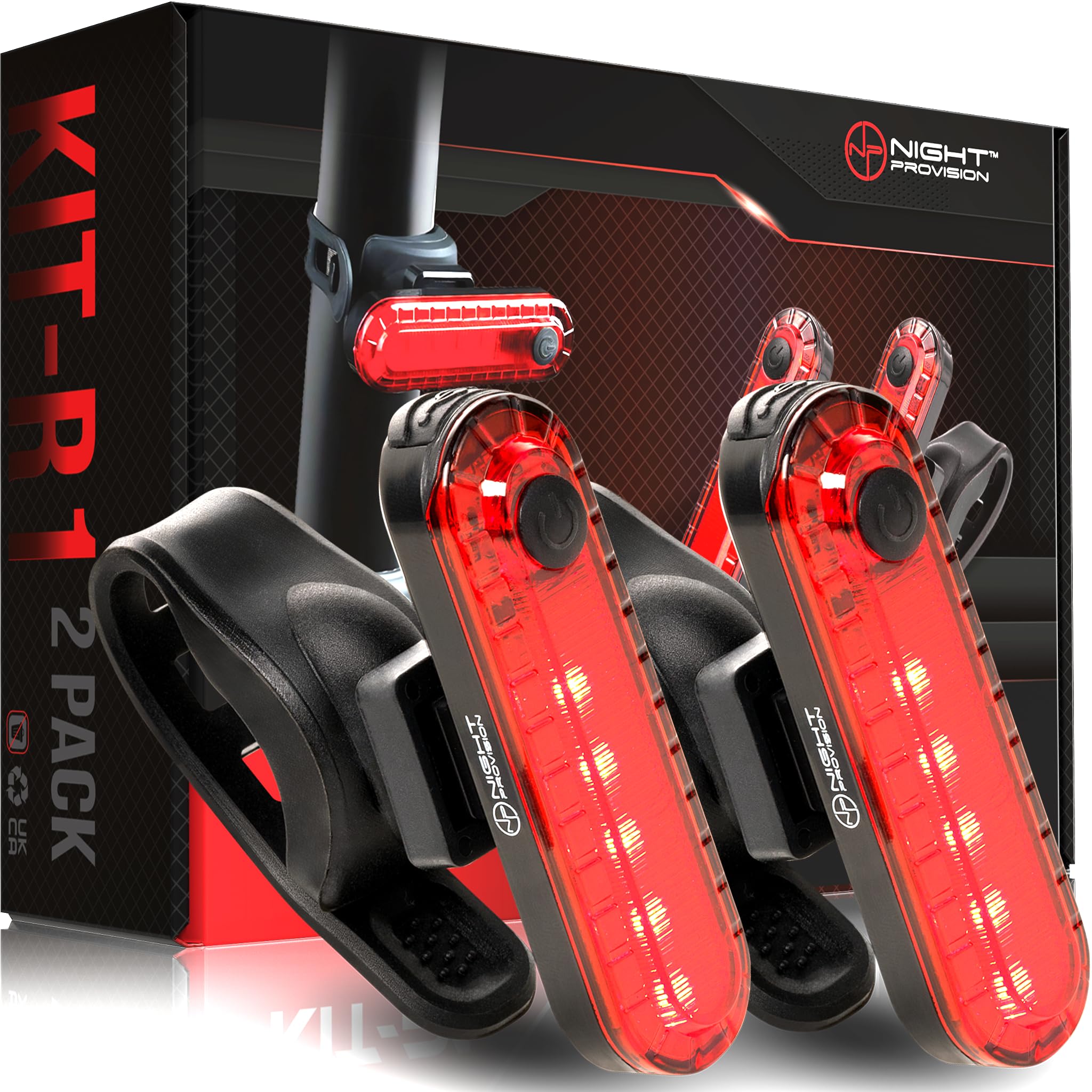 Kit-R1 2024 Usb-C Rear Bike Tail Light 2 Pack 18 Hour Max Type-C Rechargeable Rear Cycling Safety Flashers Blinkers 4 Modes Led