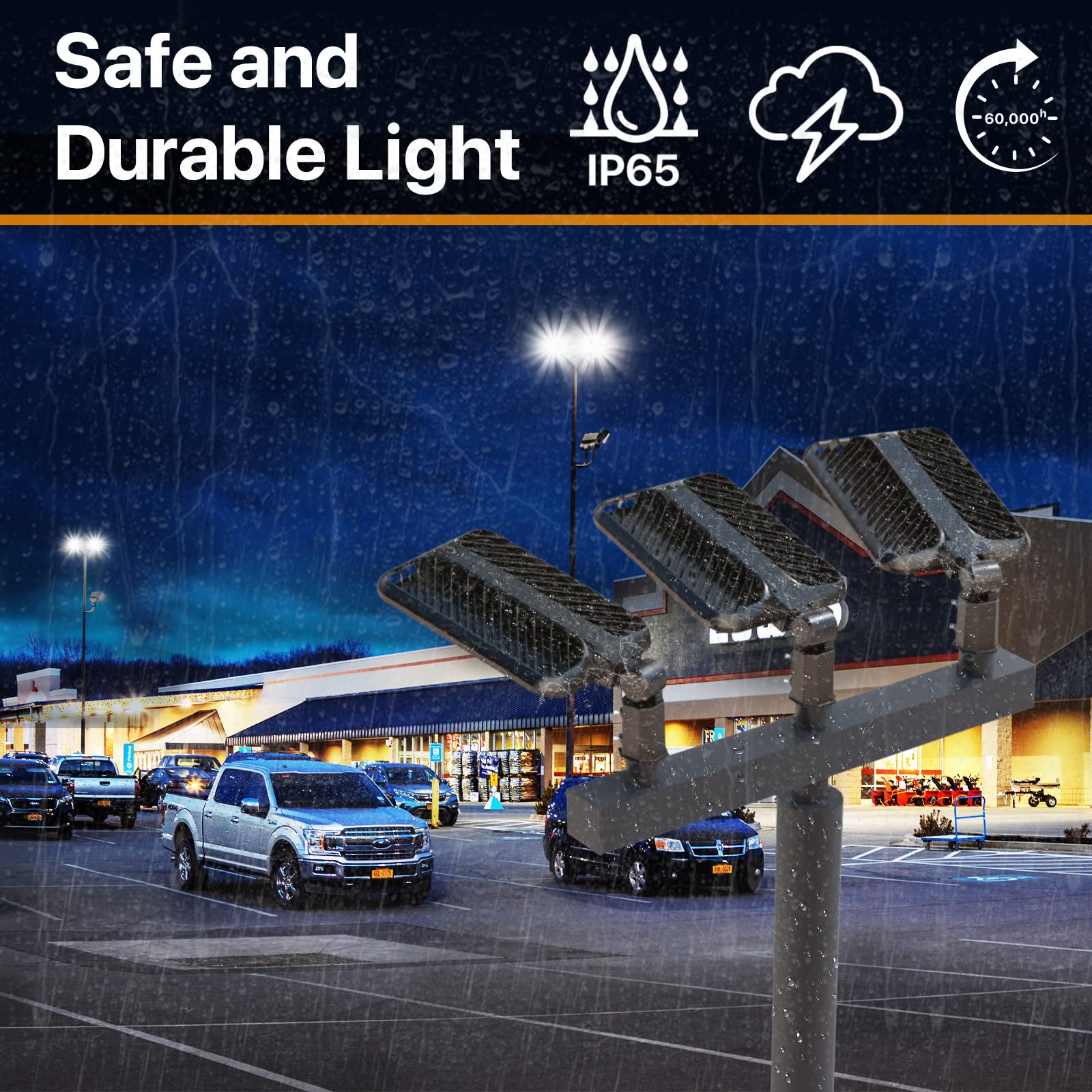 Demilare 300W Led Parking Lot Lights 2Pack 45000Lm Quick Installation Shoebox Light Slip Fitter Mount Dusk To Dawn Photocell Outdoor Commercial Street Area Lighting For Road, Playing Field, 120-277V