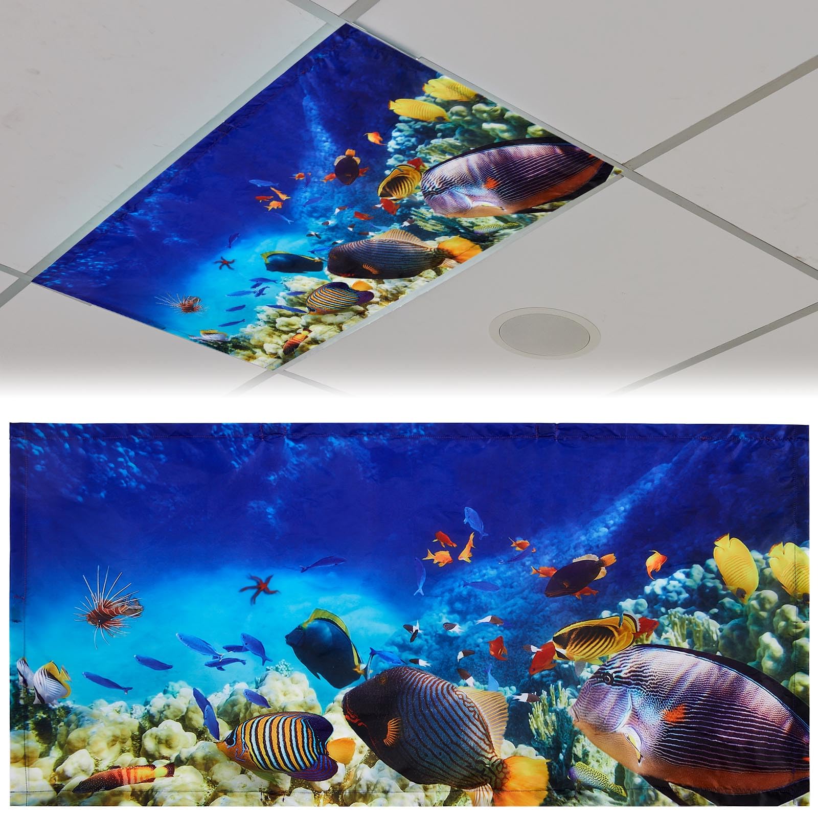 Patelai Fluorescent Light Cover Shade with 10 Magnets, 4 x 2 Feet, Ocean Color, Model PT-Patelai-3145
