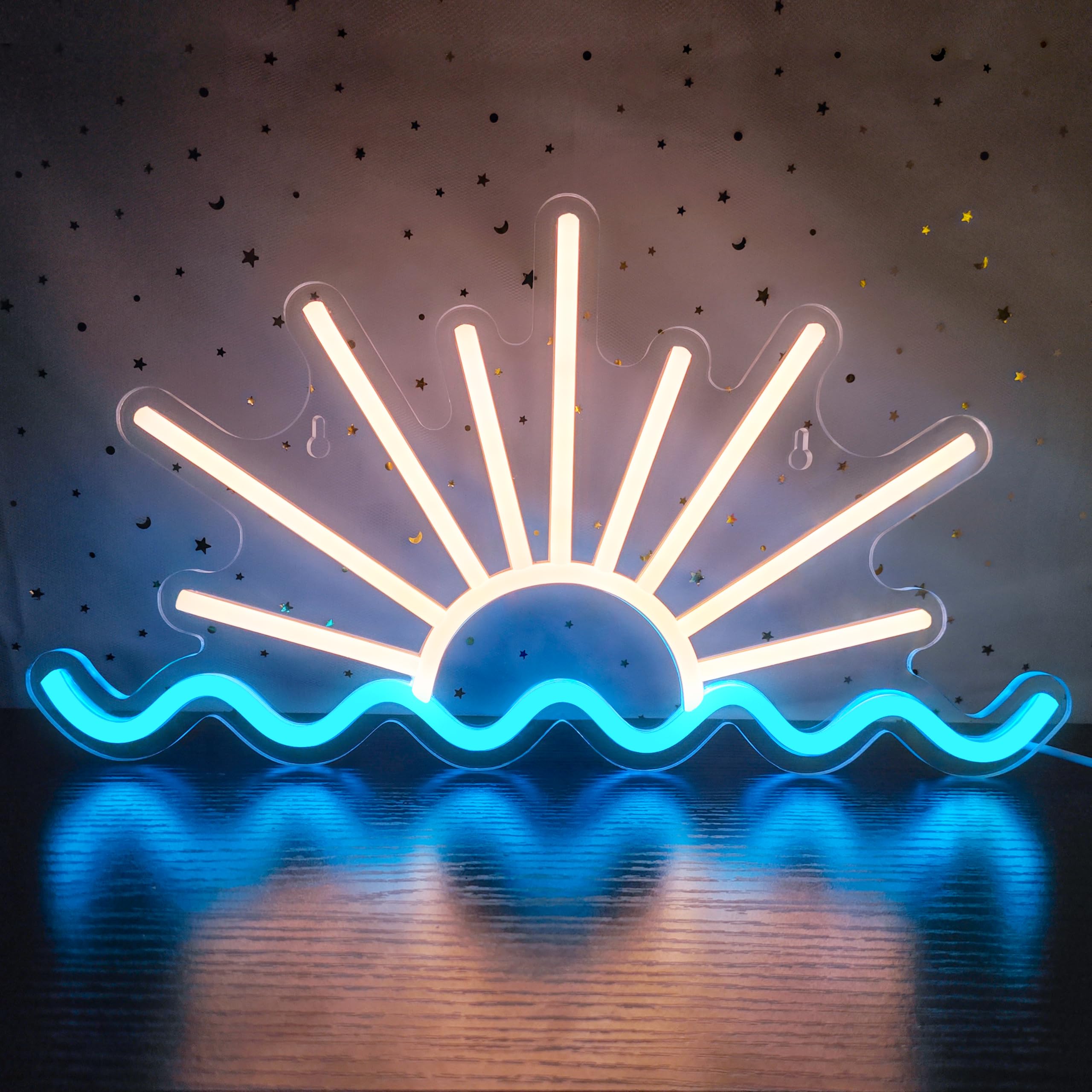 VIKLIU Sunrise Sunset Neon Sign Dimmable LED Light 14.96x8.07 inches Acrylic White-sunset Model NBTYH
