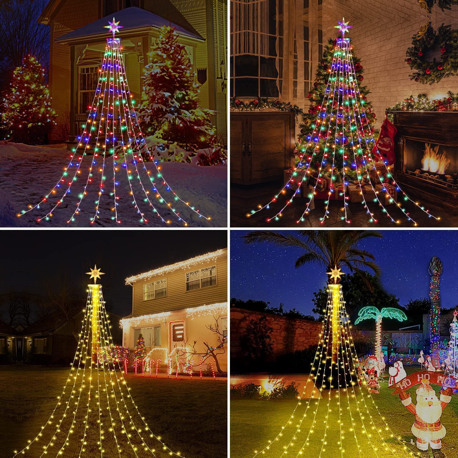 Christmas Decoration Dipper Star String Lights,320 Led Color Changing Christmas Tree Lights 8 Modes & Waterproof For Xmas Party