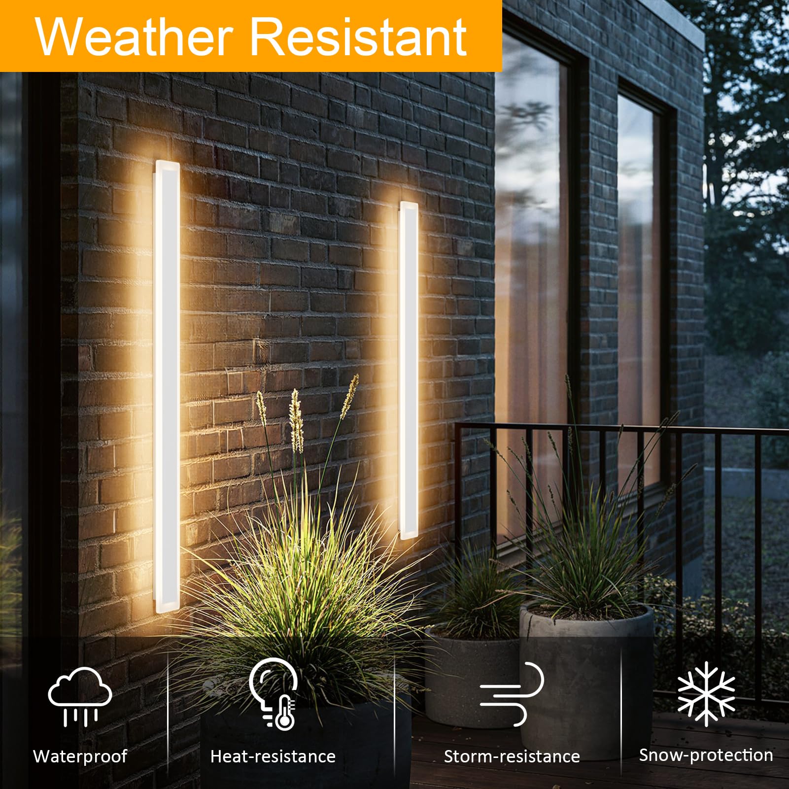 Aipsun LED Outdoor Wall Lights, Modern Porch Sconce, 39.4in, White, 2 Pack, Model HW603, enhanced Acrylic