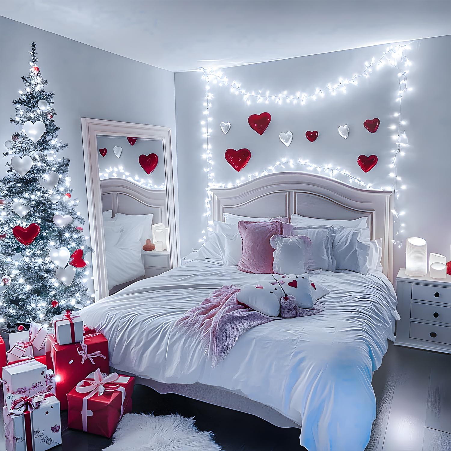 Jmexsuss 2 Pack 100 Led White Christmas Lights Outdoor, Connectable White String Lights Indoor With 8 Modes, Clear Wire White Christmas String Lights For Christmas Tree Xmas House Party Decorations