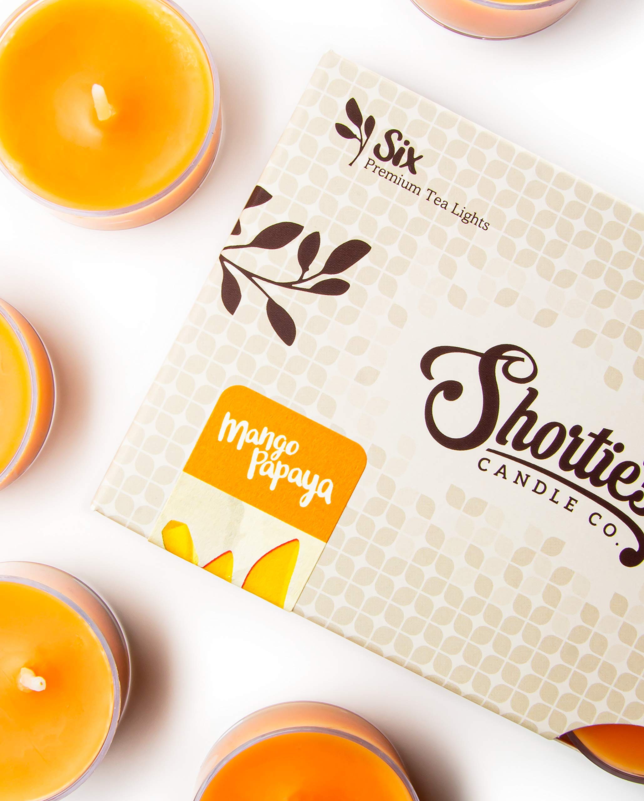 Mango & Papaya Premium Tealight Candles - 6 Orange Highly Scented Tea Lights - Beautiful Candlelight - Made In The Usa - Fruit &