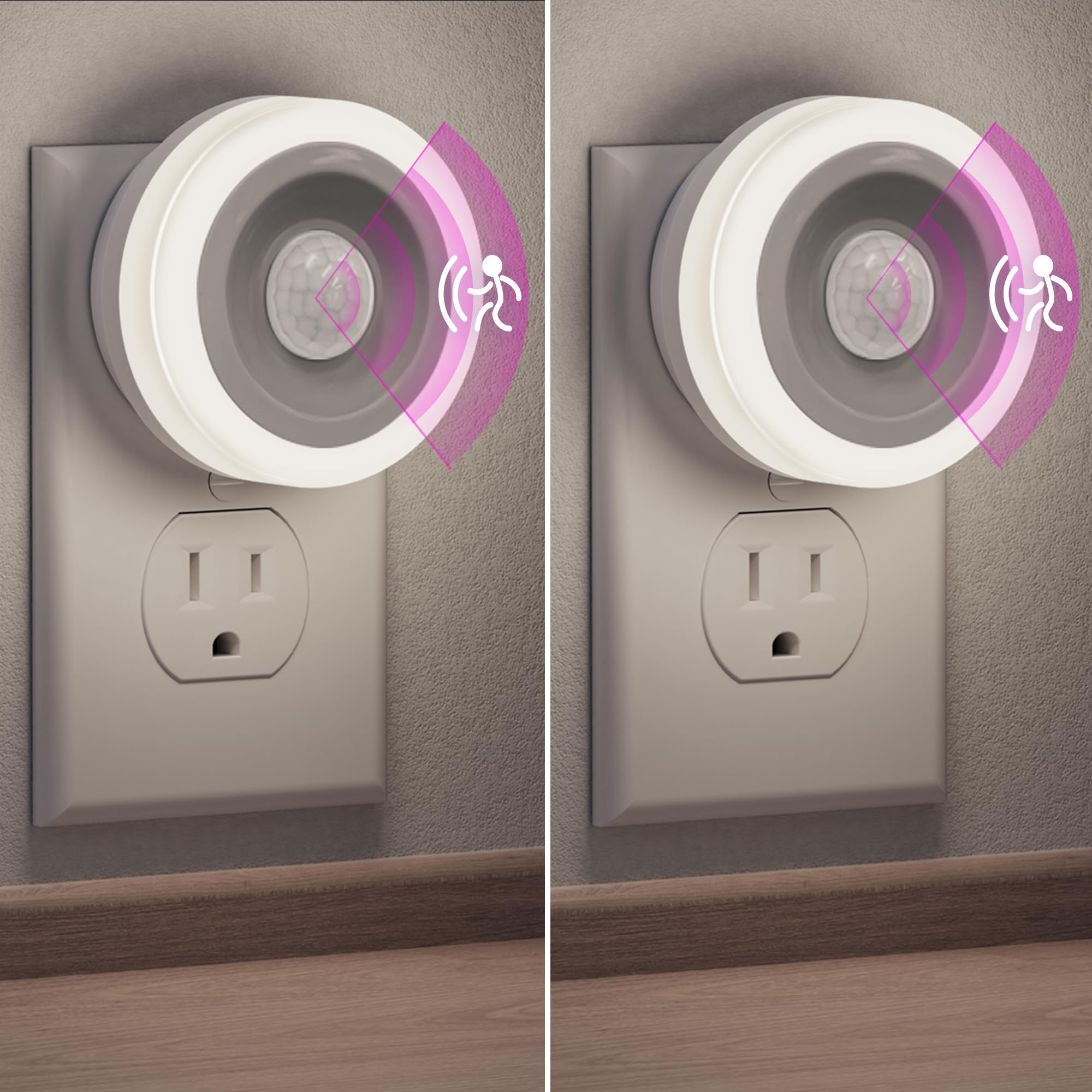 Briignite Motion Sensor Night Light, 2 Pack, Cool White, LED, Auto On/Off, Ideal for Kids, Bedroom, Bathroom