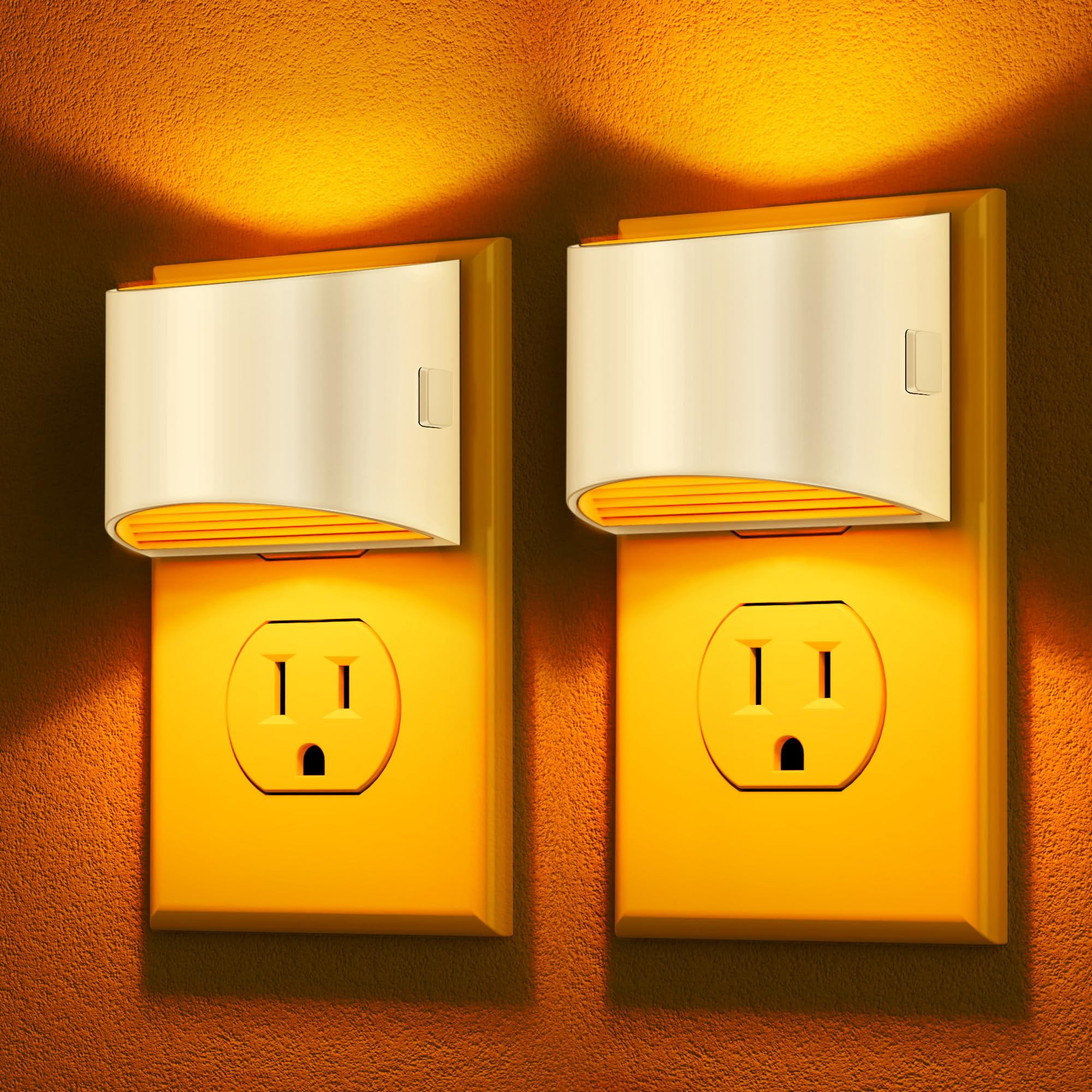 Doresshop Led Night Light[2 Pack]  Night Lights Plug Into Wall  3 Level Brightness Adjustable Plug In Night Light  Dusk To Dawn Sensor Nightlights For mature-themeds Bedroom Bathroom Hallway Amber White Cover