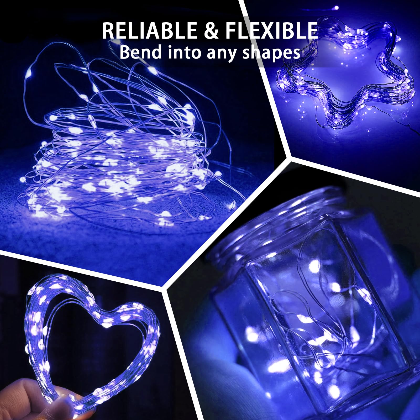 chzk 24 Pack Blue Fairy Lights, 7Ft 20 LED Twinkle String Lights, Battery Operated, Waterproof, Model A01-Mini